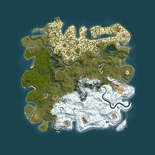 Rust map seed 320954486, 5000x5000m top-down preview