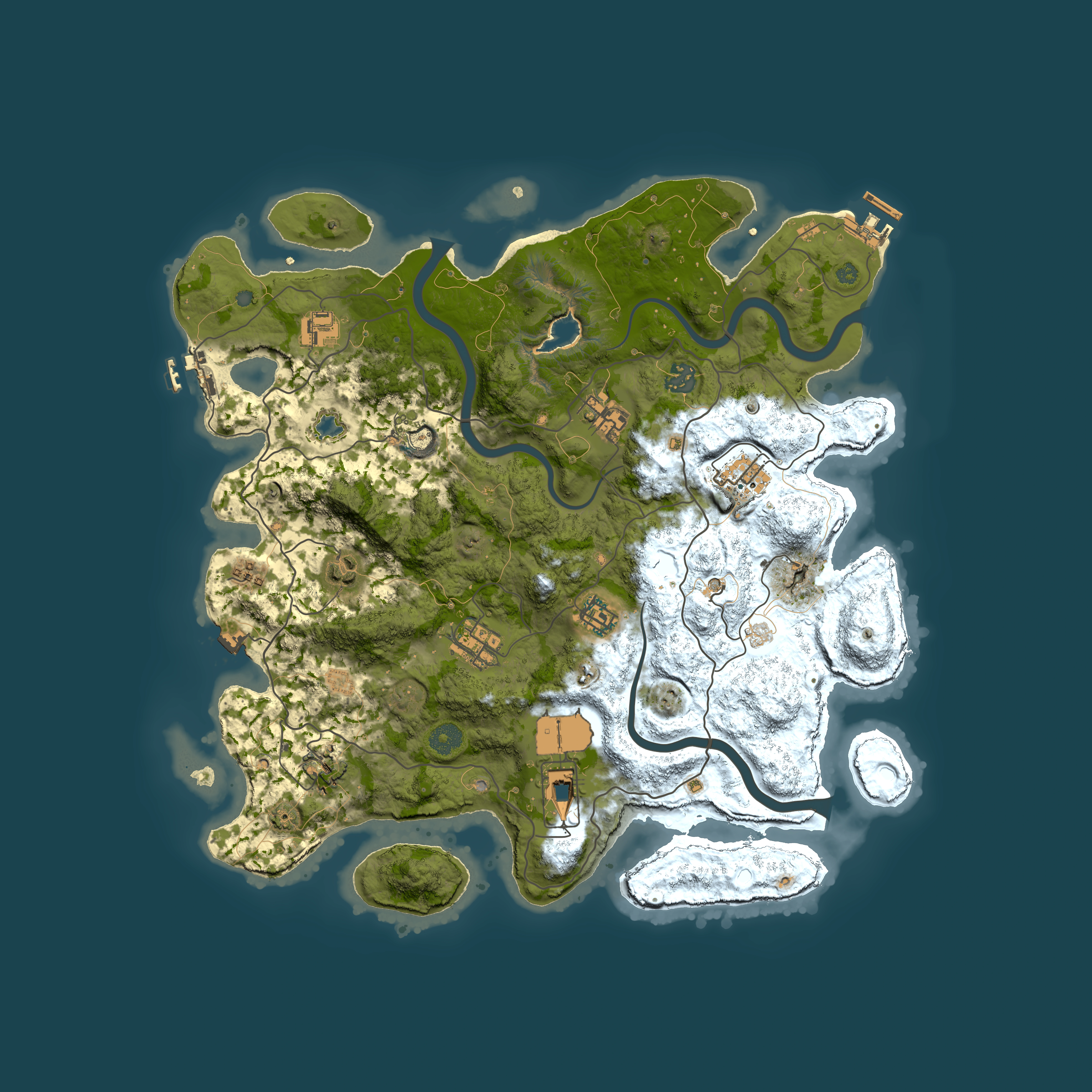 Full top-down render of Rust map seed 532591120, 4000x4000m