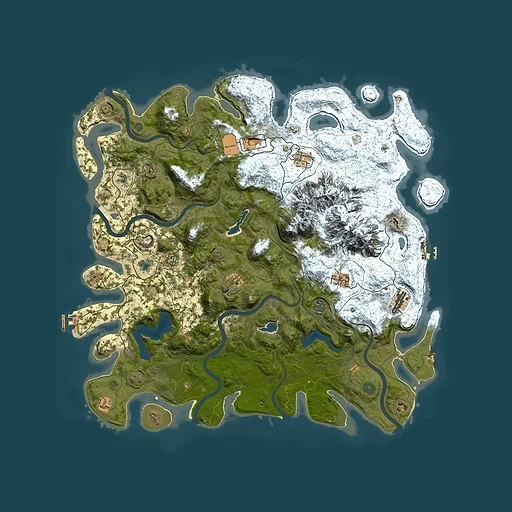 Rust map seed 1364875092, 5000x5000m top-down preview