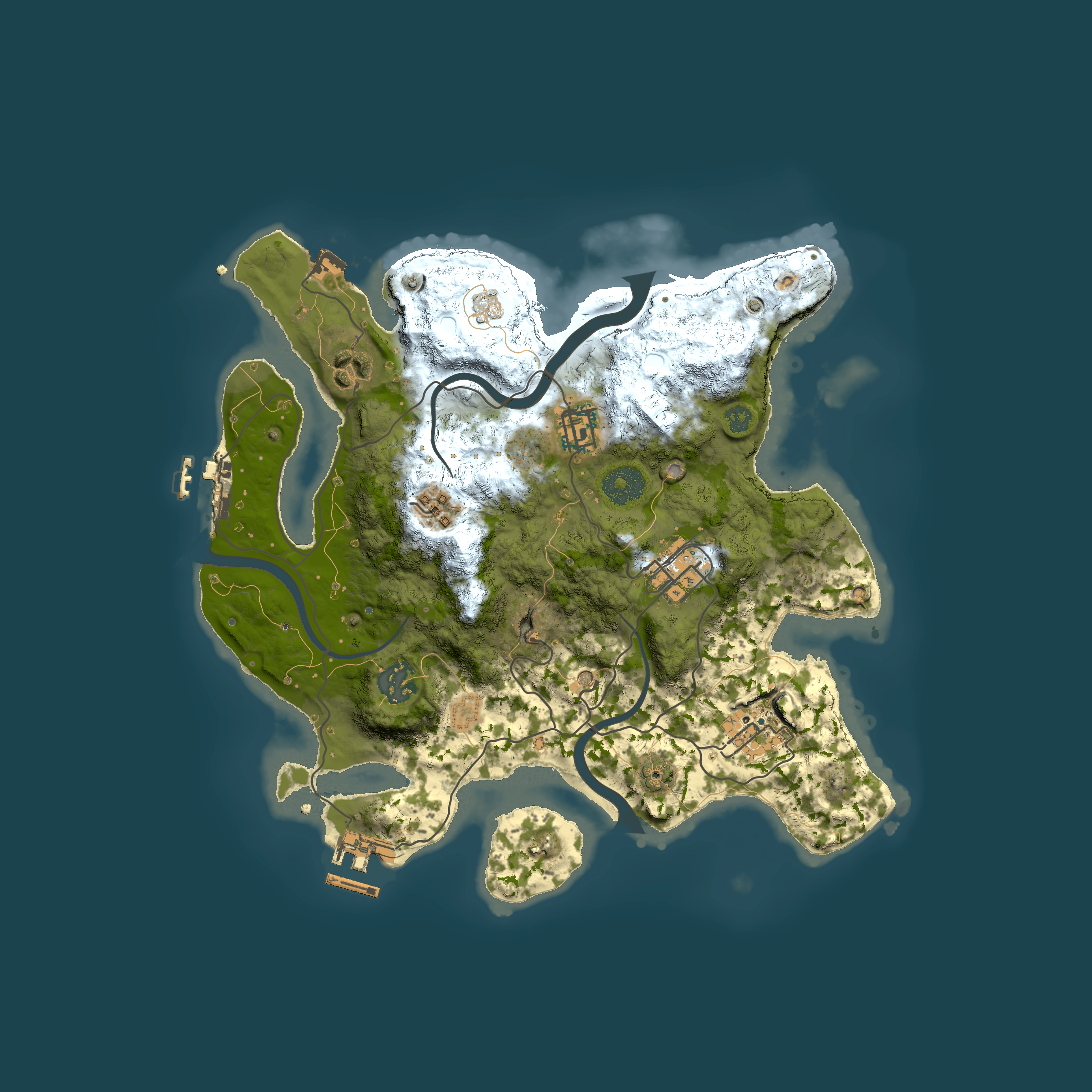 Full top-down render of Rust map seed 1160530307, 3000x3000m