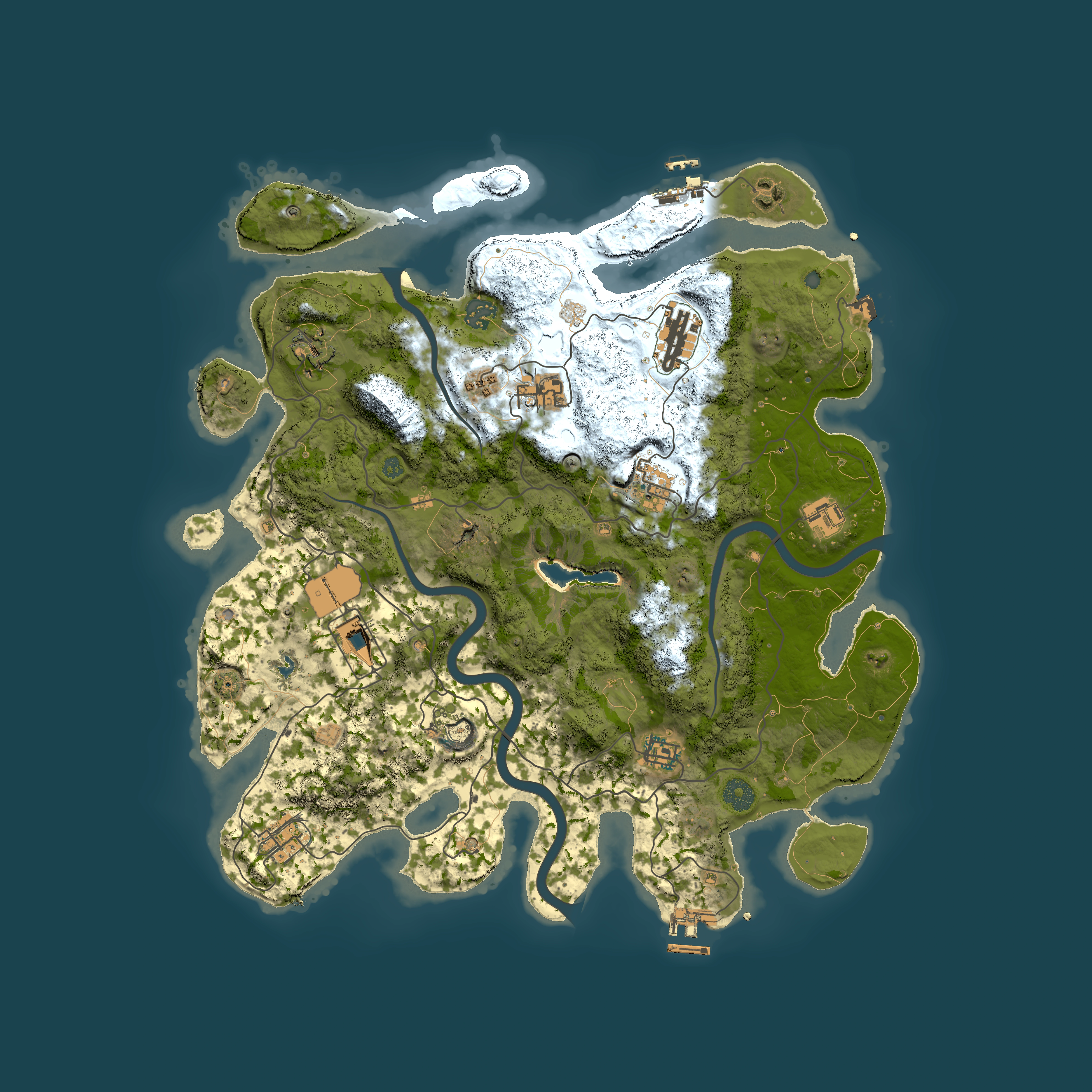 Full top-down render of Rust map seed 1182017511, 4000x4000m
