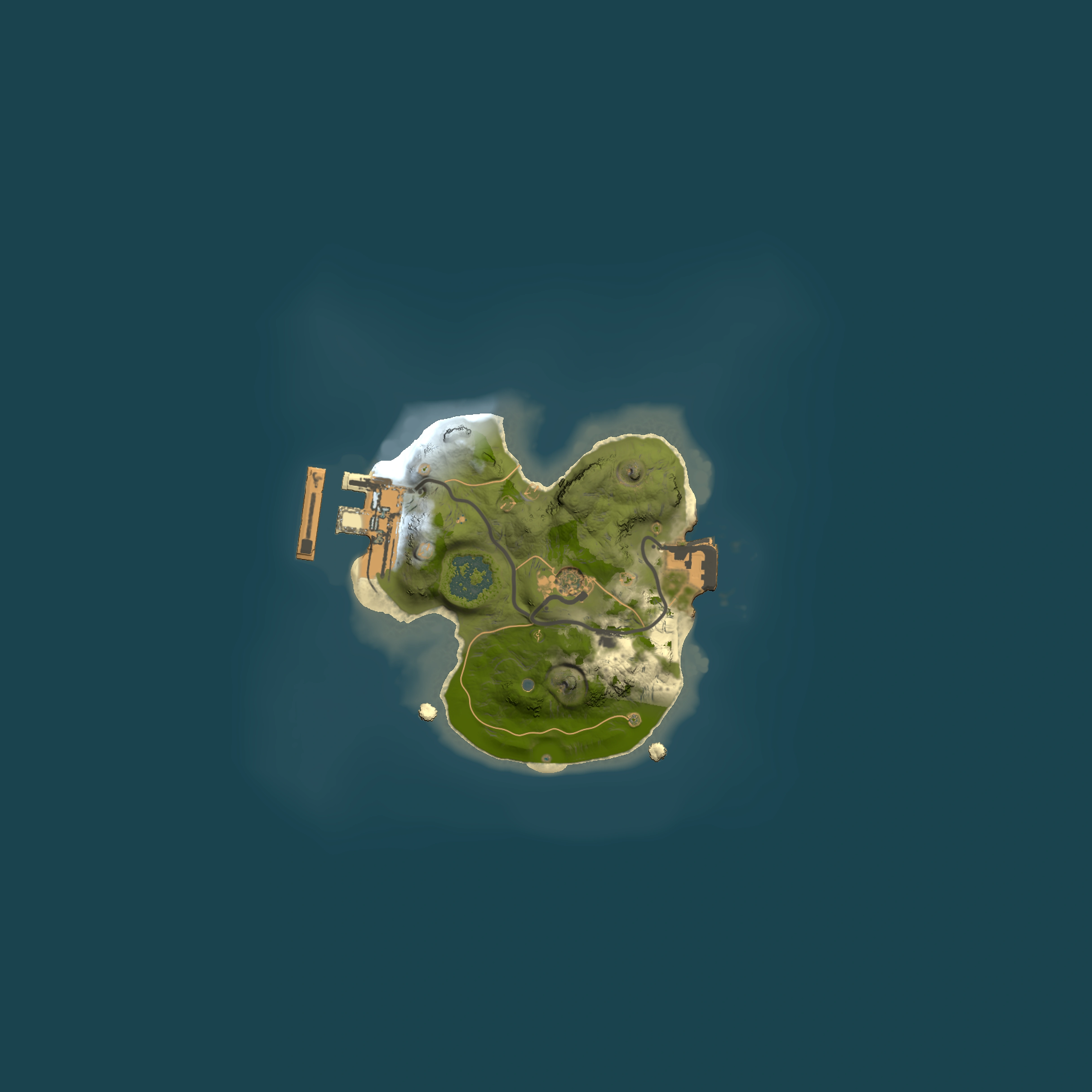Full top-down render of Rust map seed 496985950, 1500x1500m
