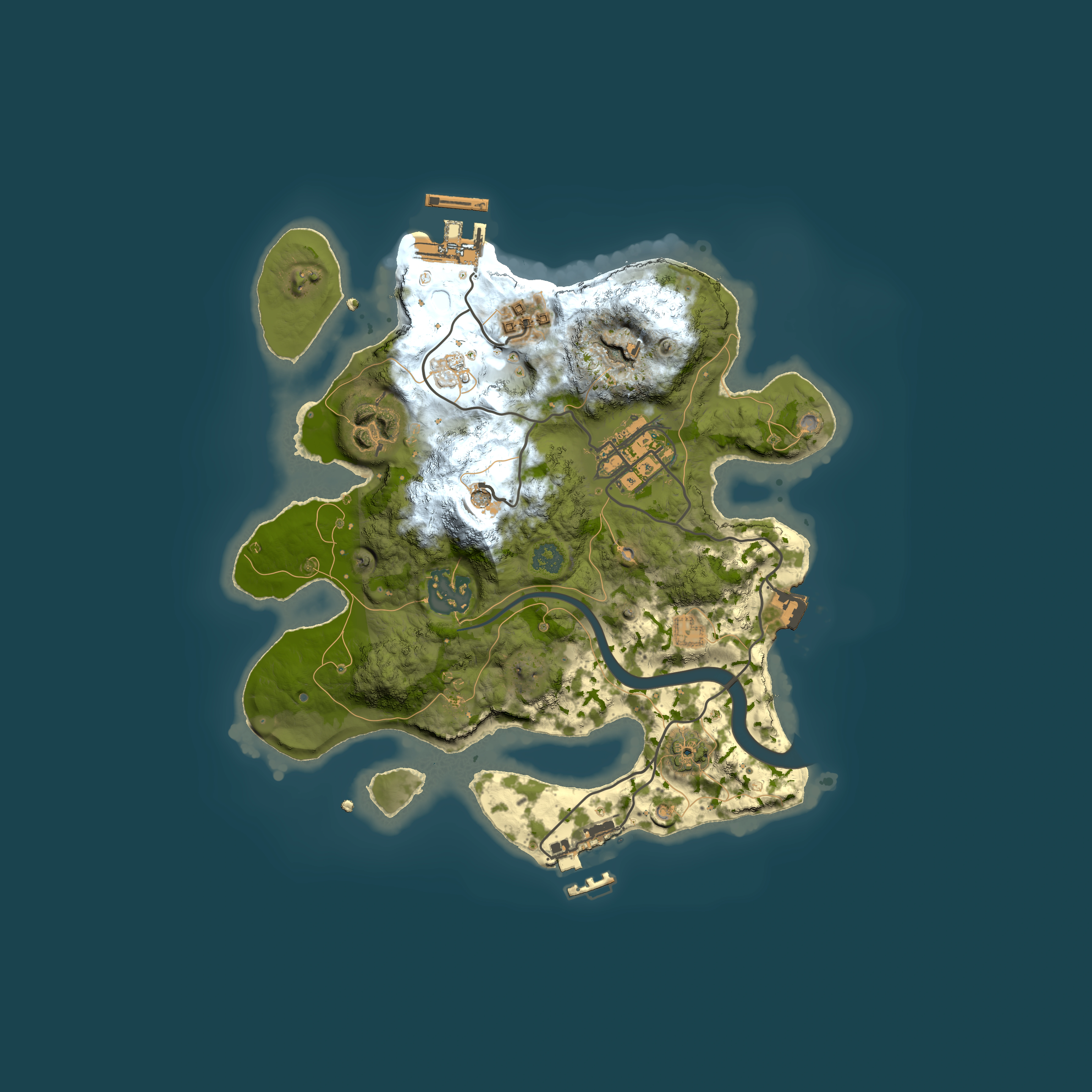 Full top-down render of Rust map seed 334459150, 2500x2500m