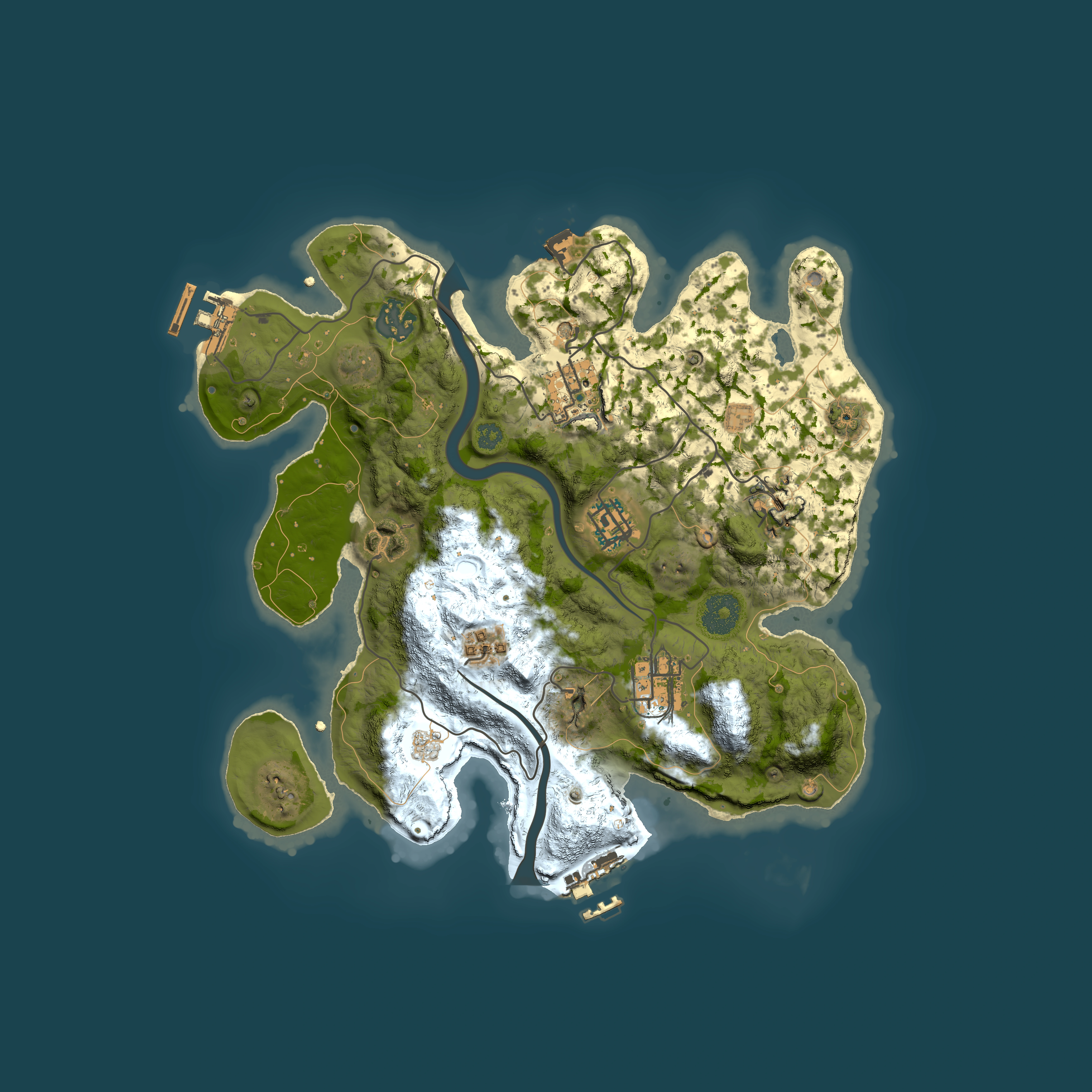 Full top-down render of Rust map seed 31117631, 3000x3000m