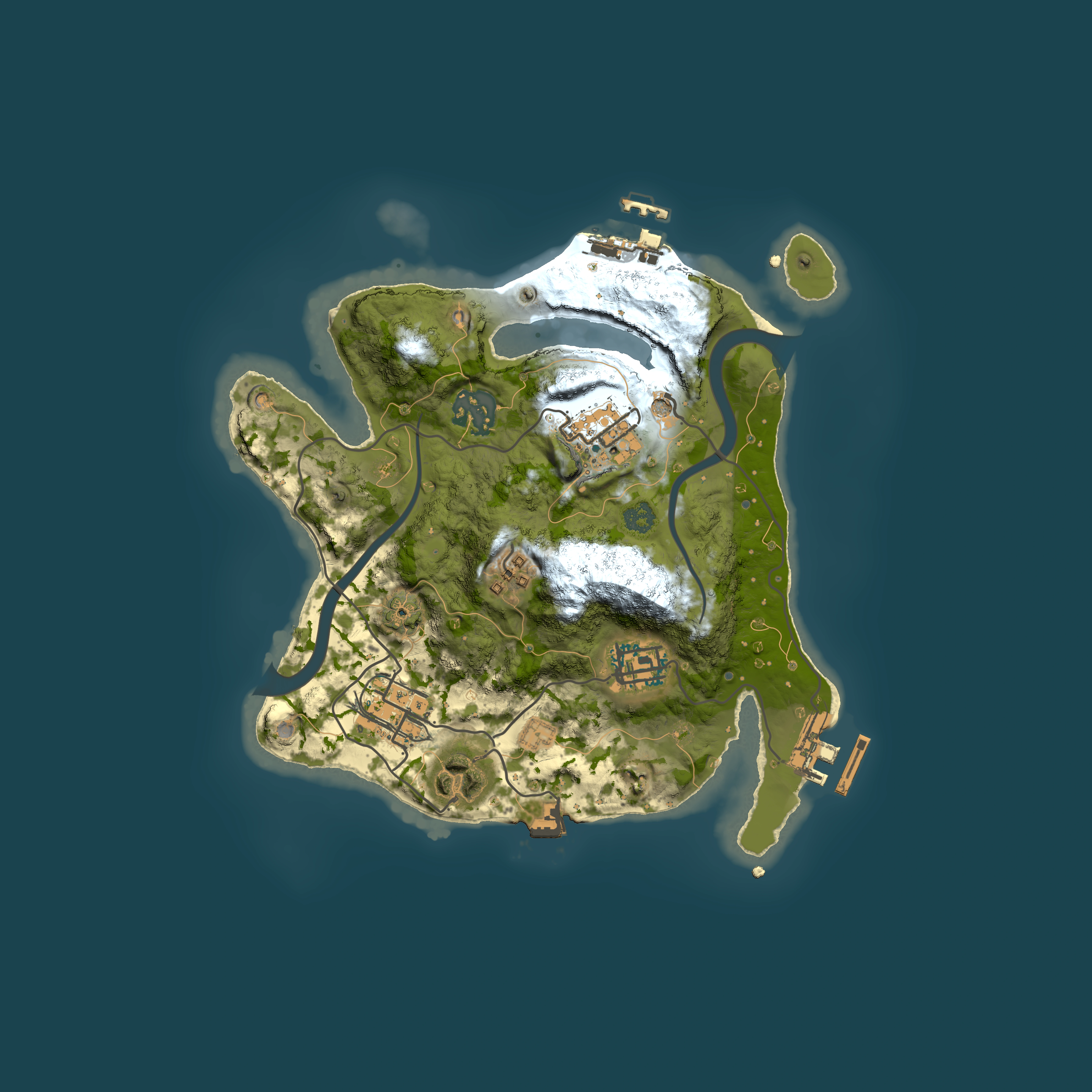 Full top-down render of Rust map seed 2033955176, 2500x2500m
