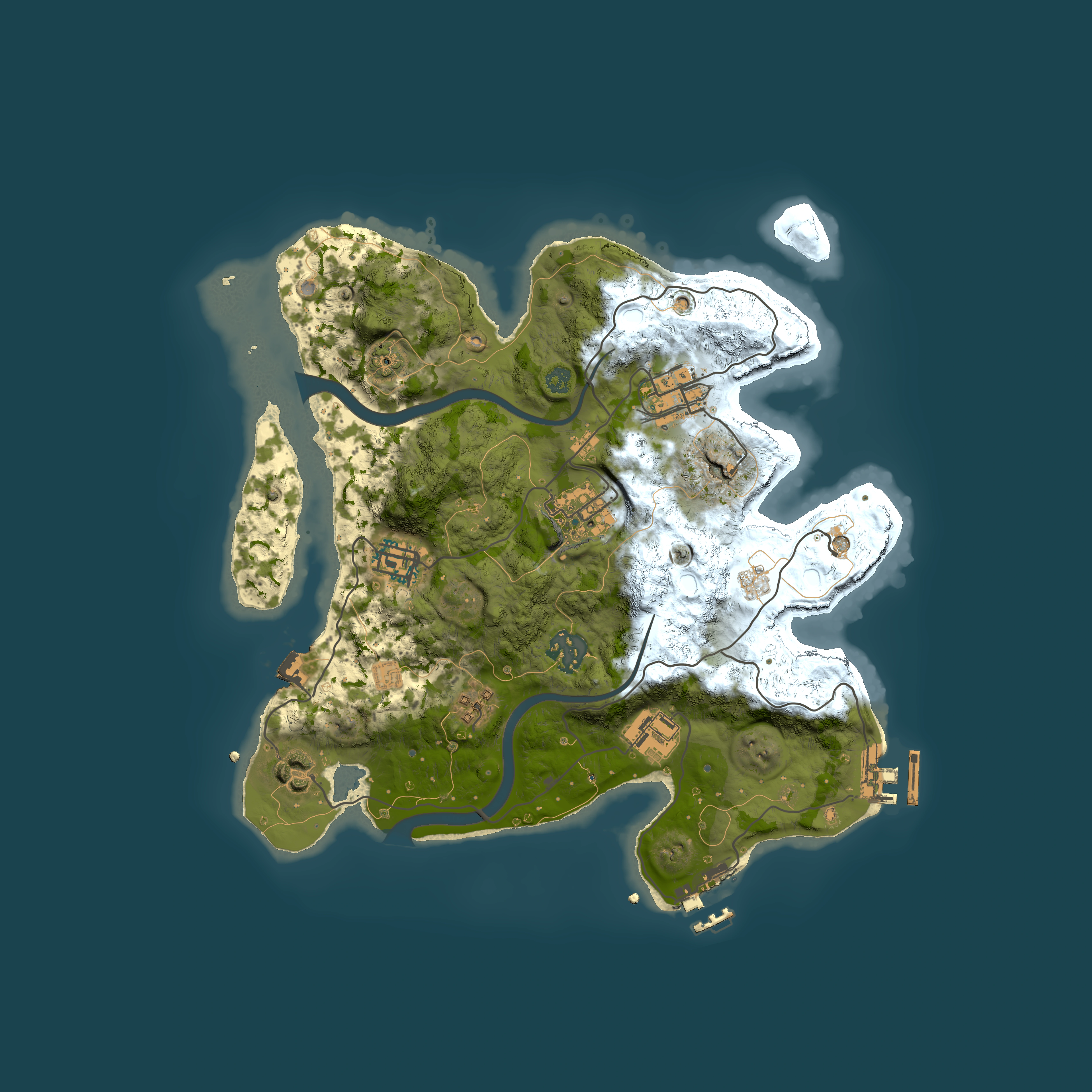 Full top-down render of Rust map seed 1683791110, 3000x3000m
