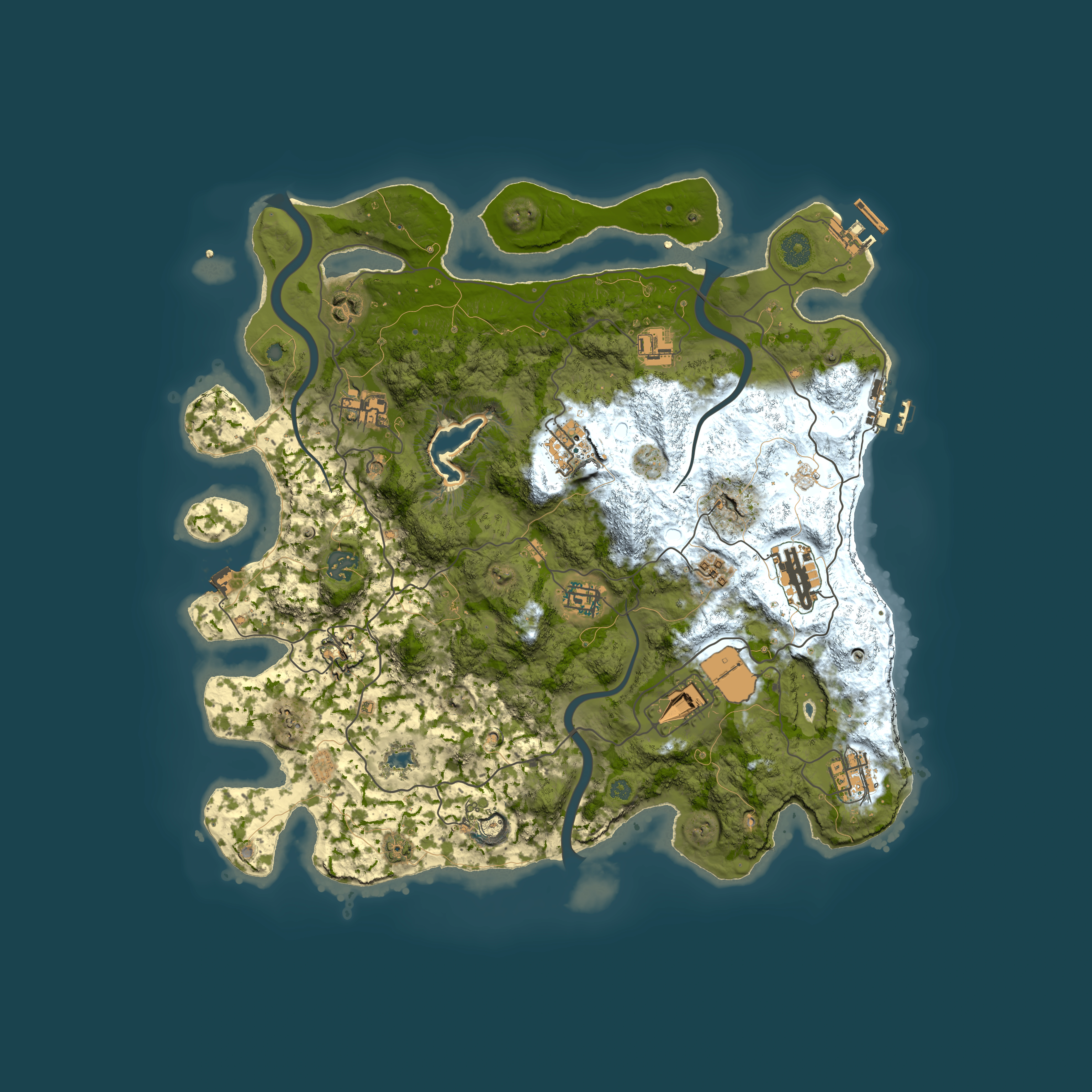 Full top-down render of Rust map seed 1567682681, 4000x4000m