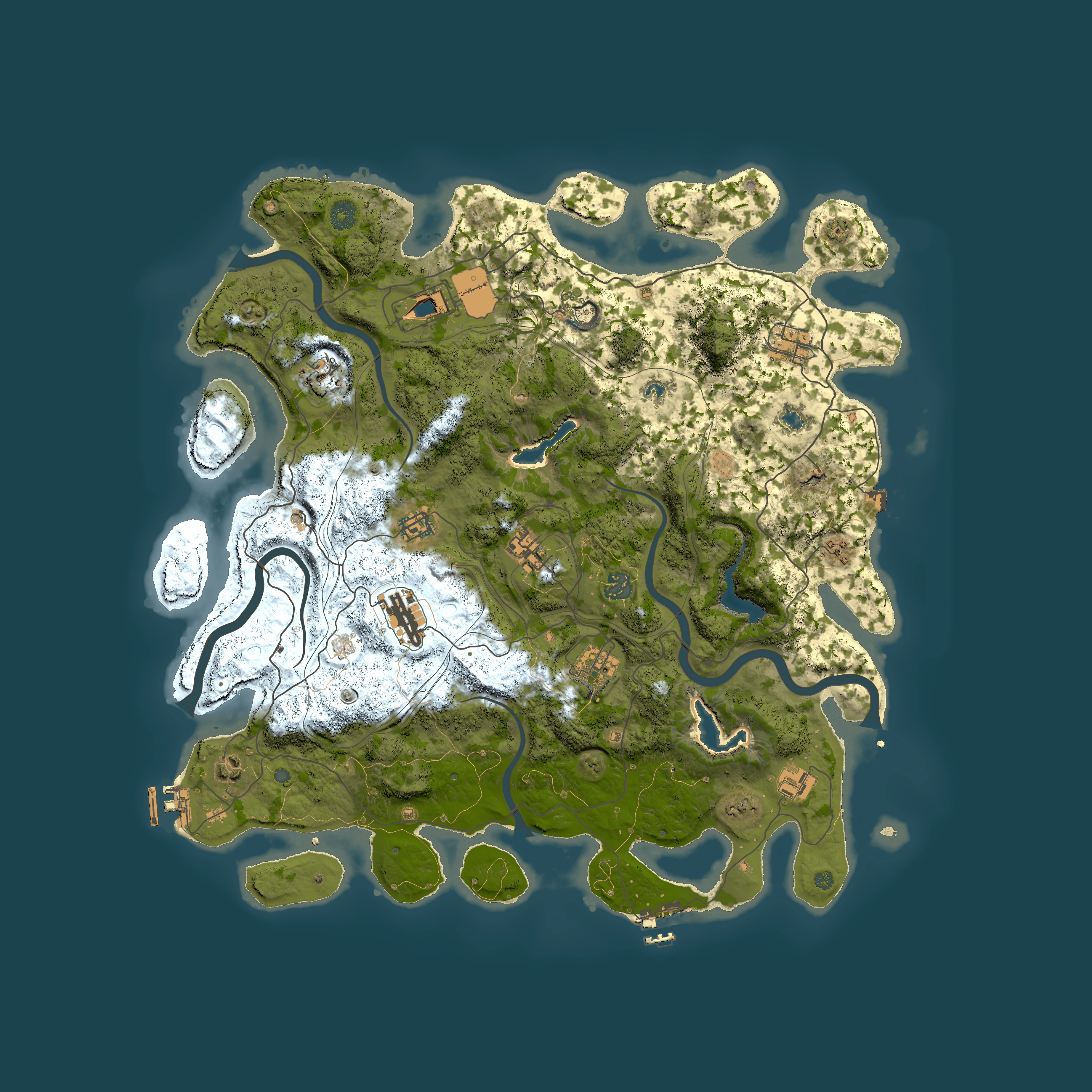 Full top-down render of Rust map seed 172490756, 4500x4500m