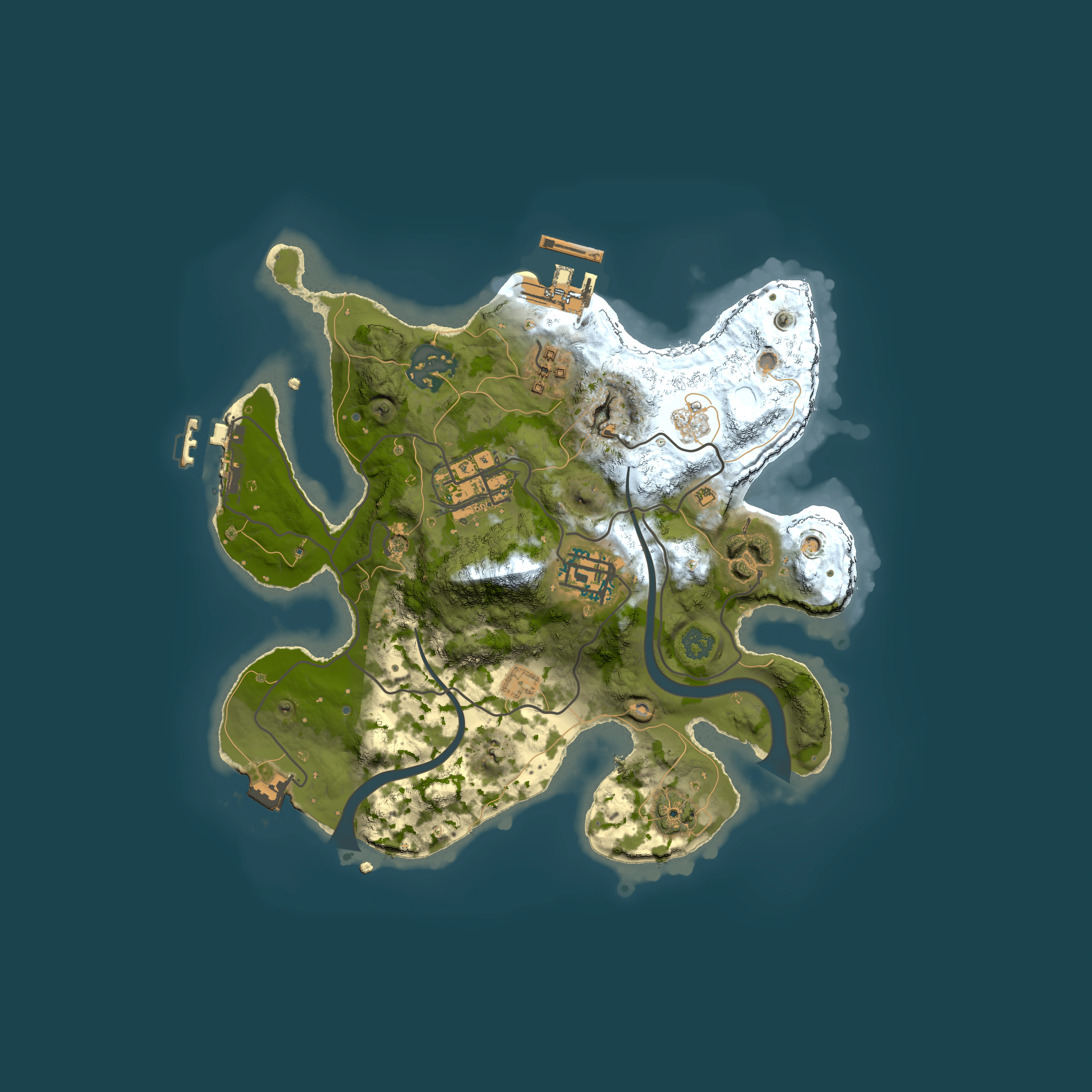 Full top-down render of Rust map seed 1079066603, 2500x2500m