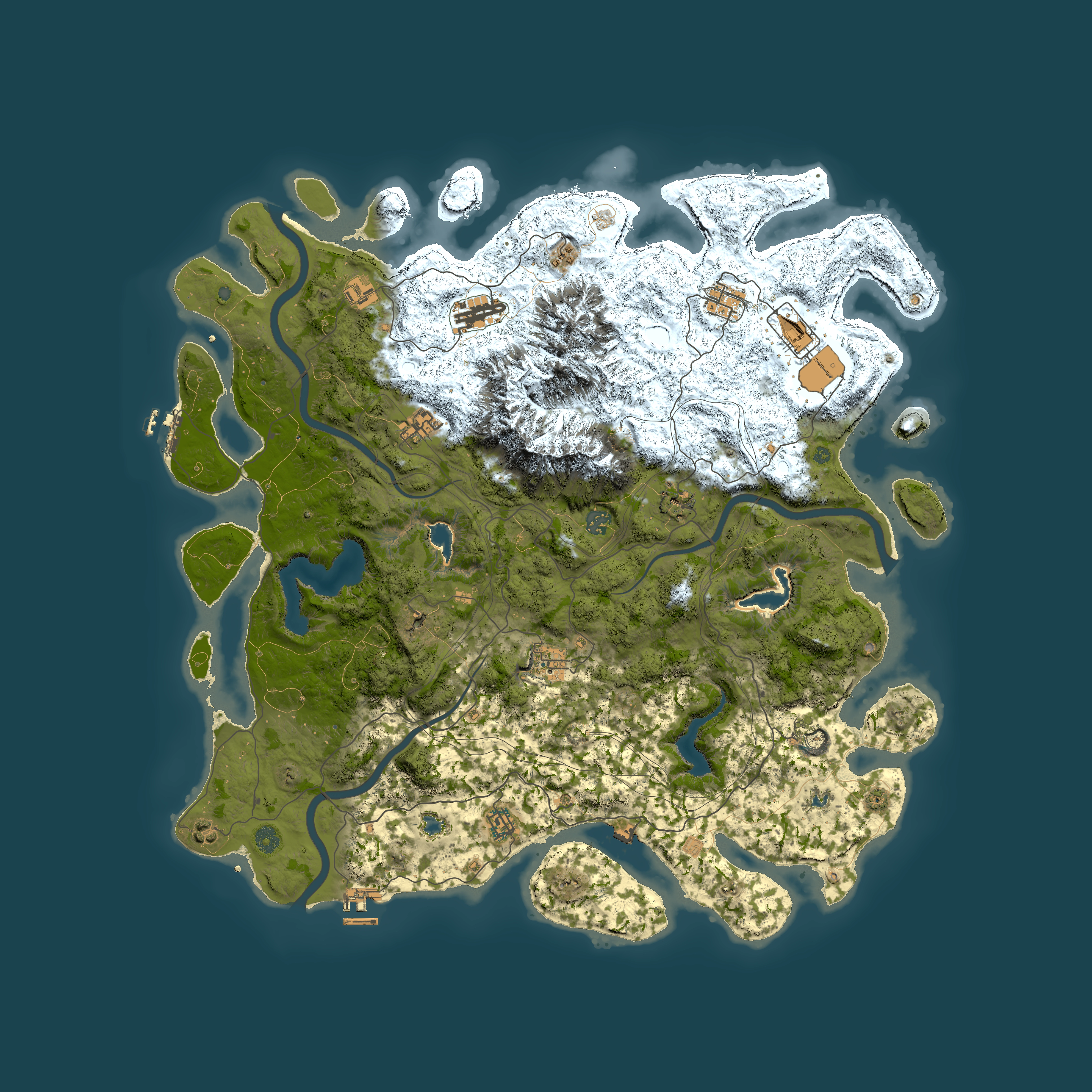 Full top-down render of Rust map seed 1984241818, 5000x5000m