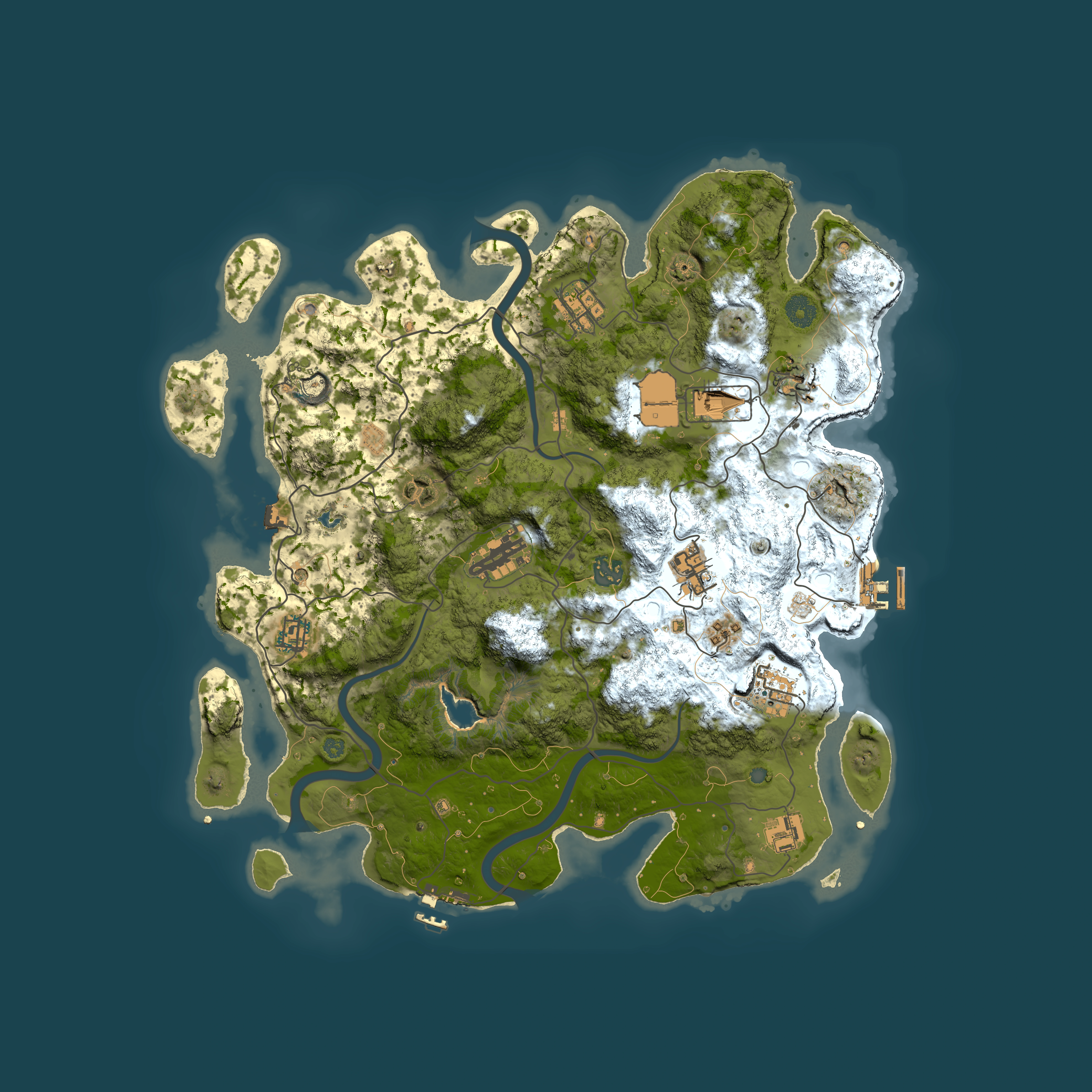 Full top-down render of Rust map seed 764901805, 4000x4000m