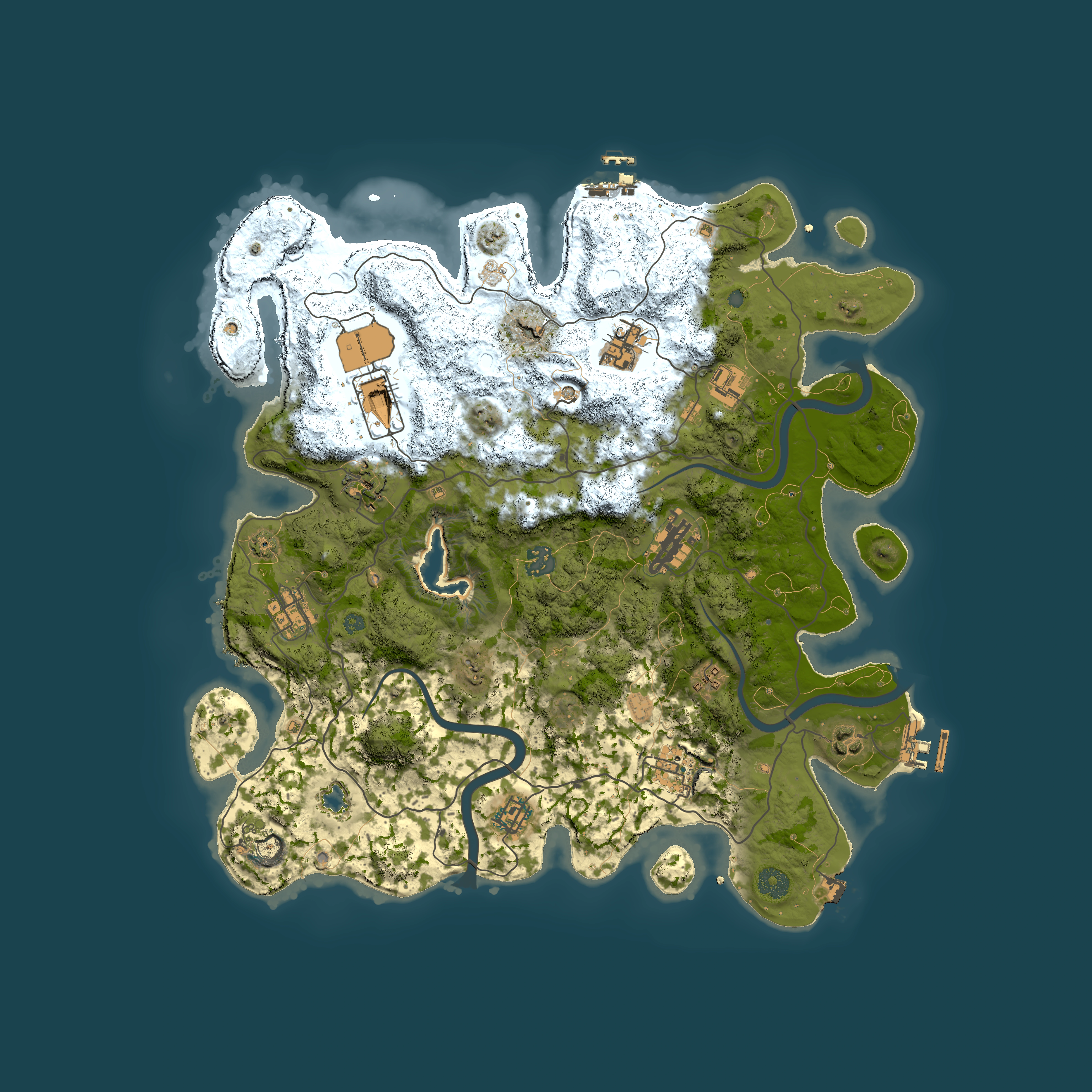 Full top-down render of Rust map seed 1302716993, 4000x4000m