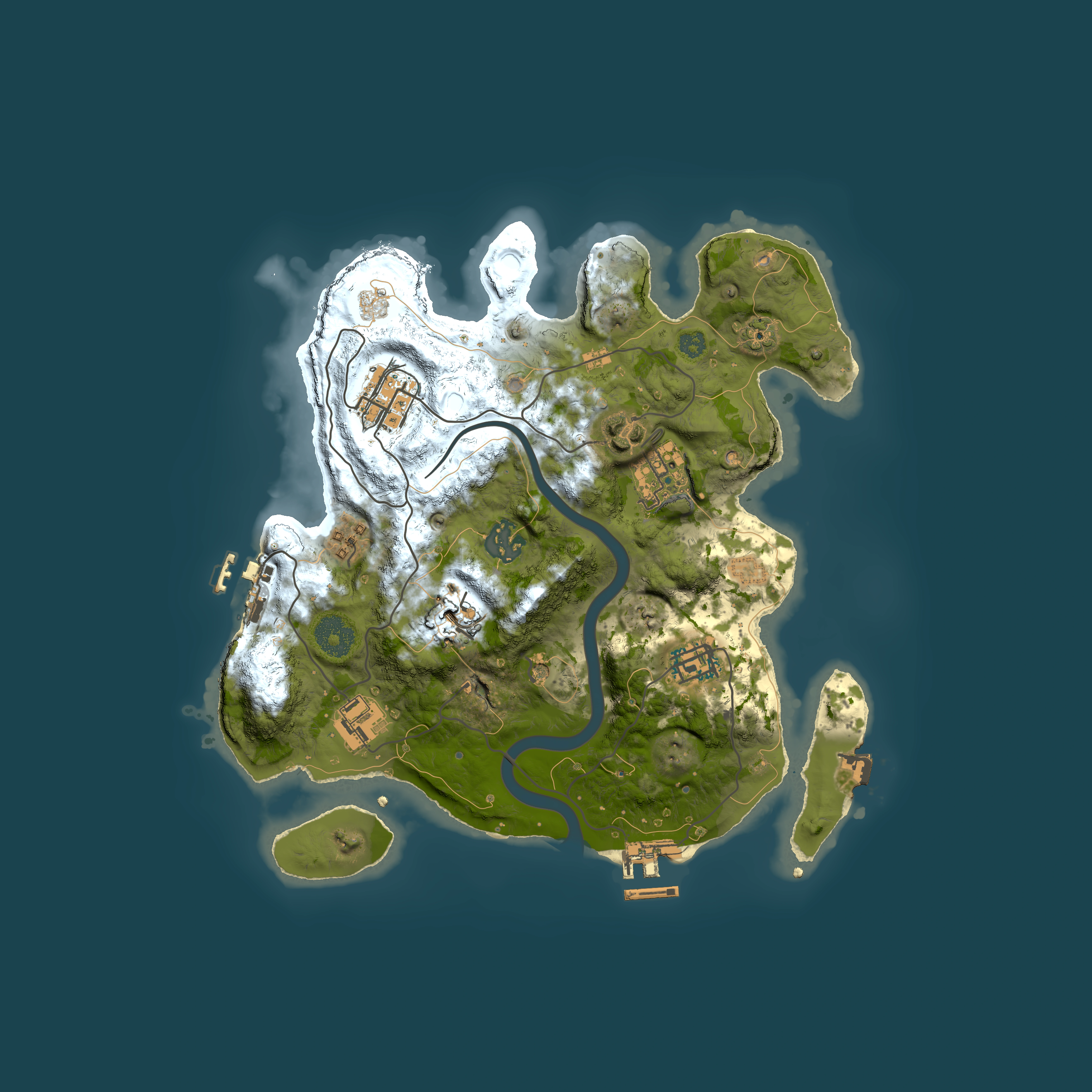 Full top-down render of Rust map seed 1005743429, 3000x3000m