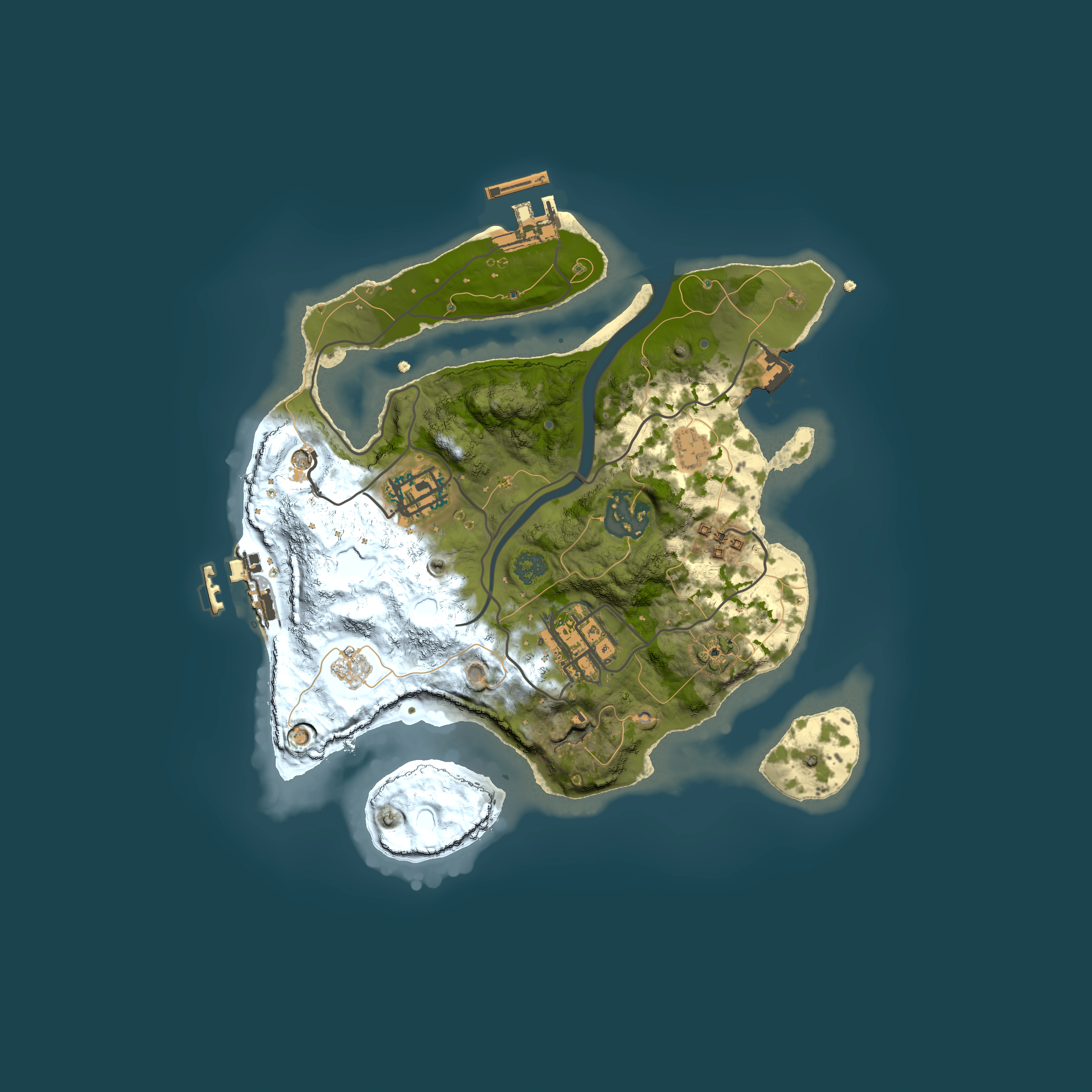 Full top-down render of Rust map seed 1321132150, 2500x2500m