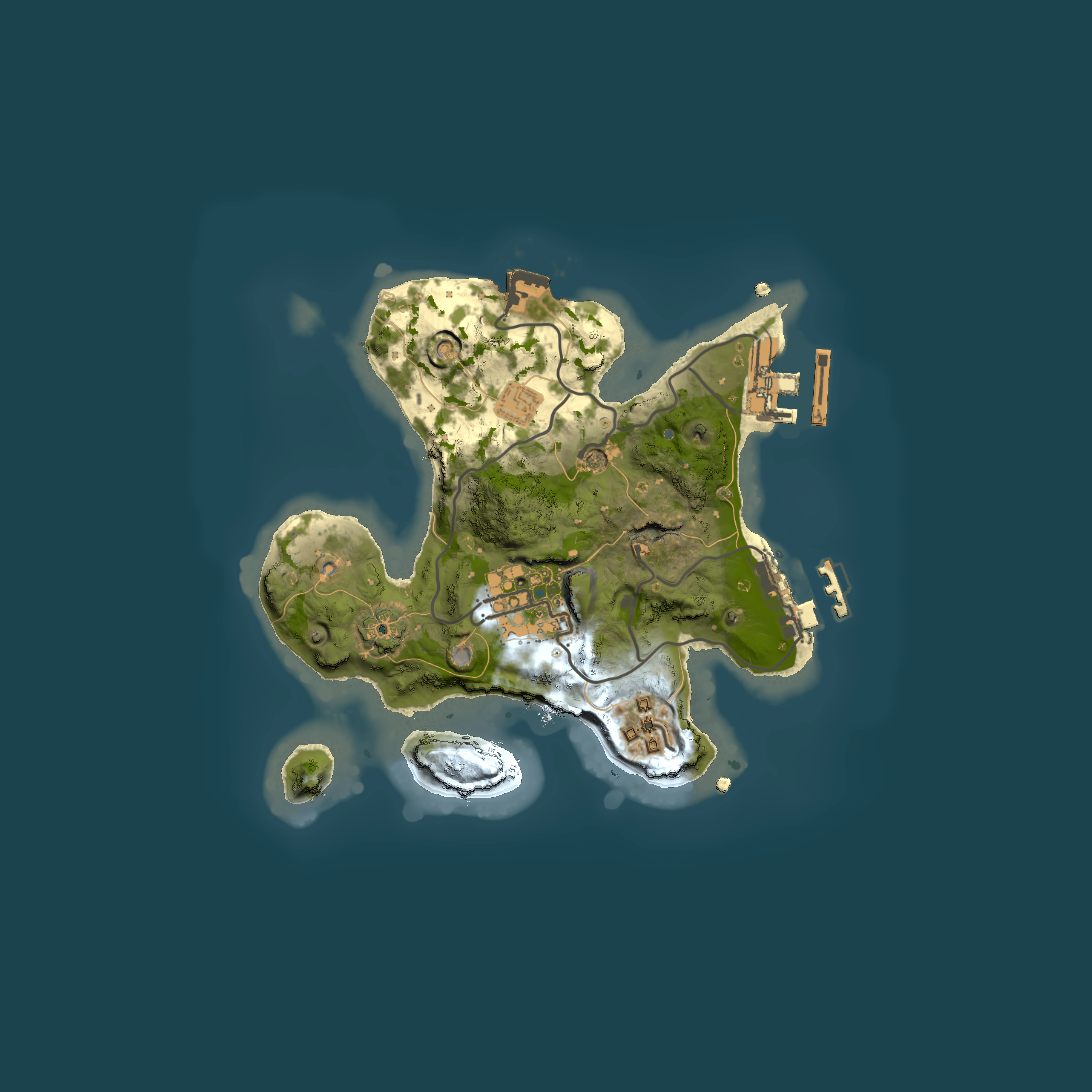 Full top-down render of Rust map seed 1360866689, 2000x2000m