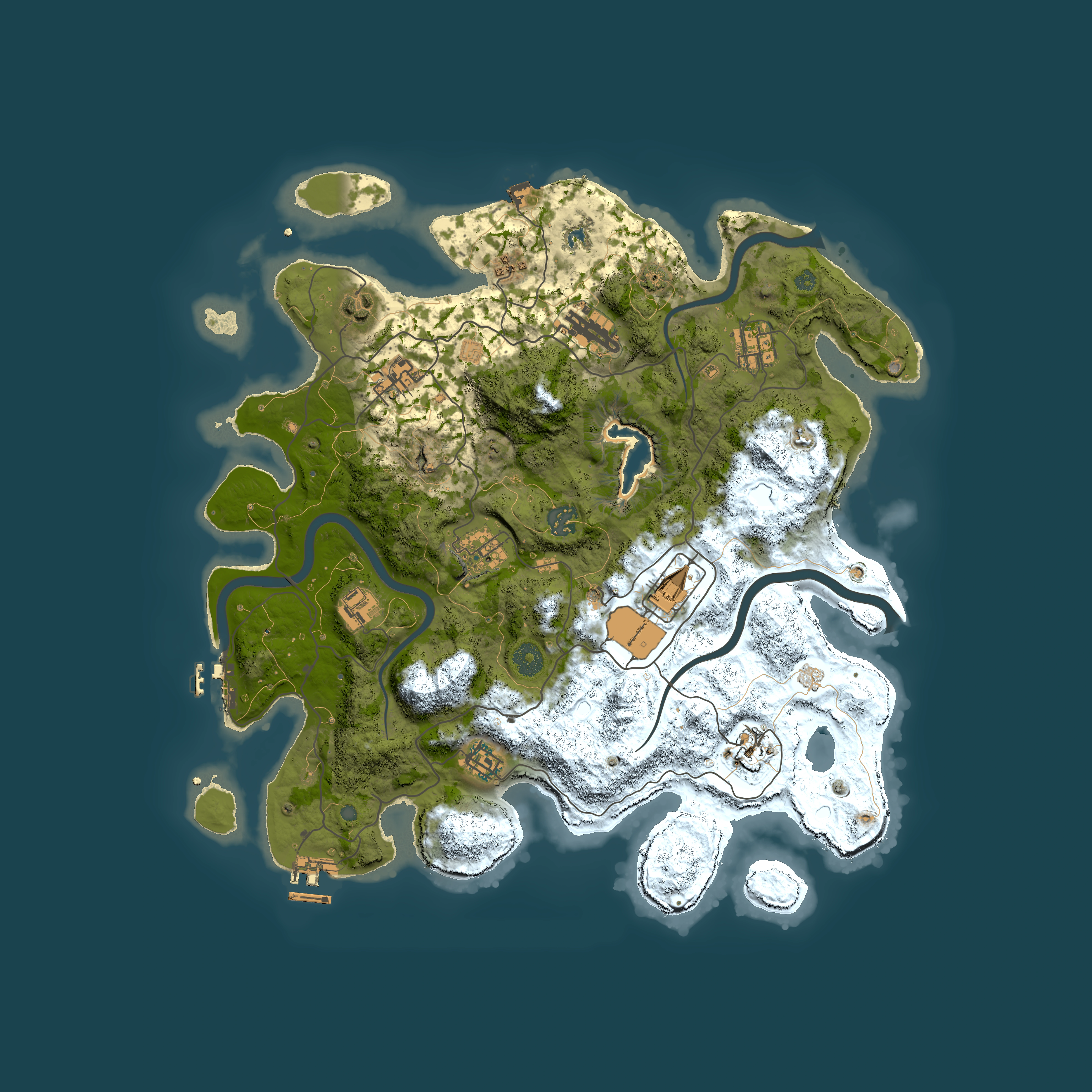 Full top-down render of Rust map seed 66656931, 4000x4000m