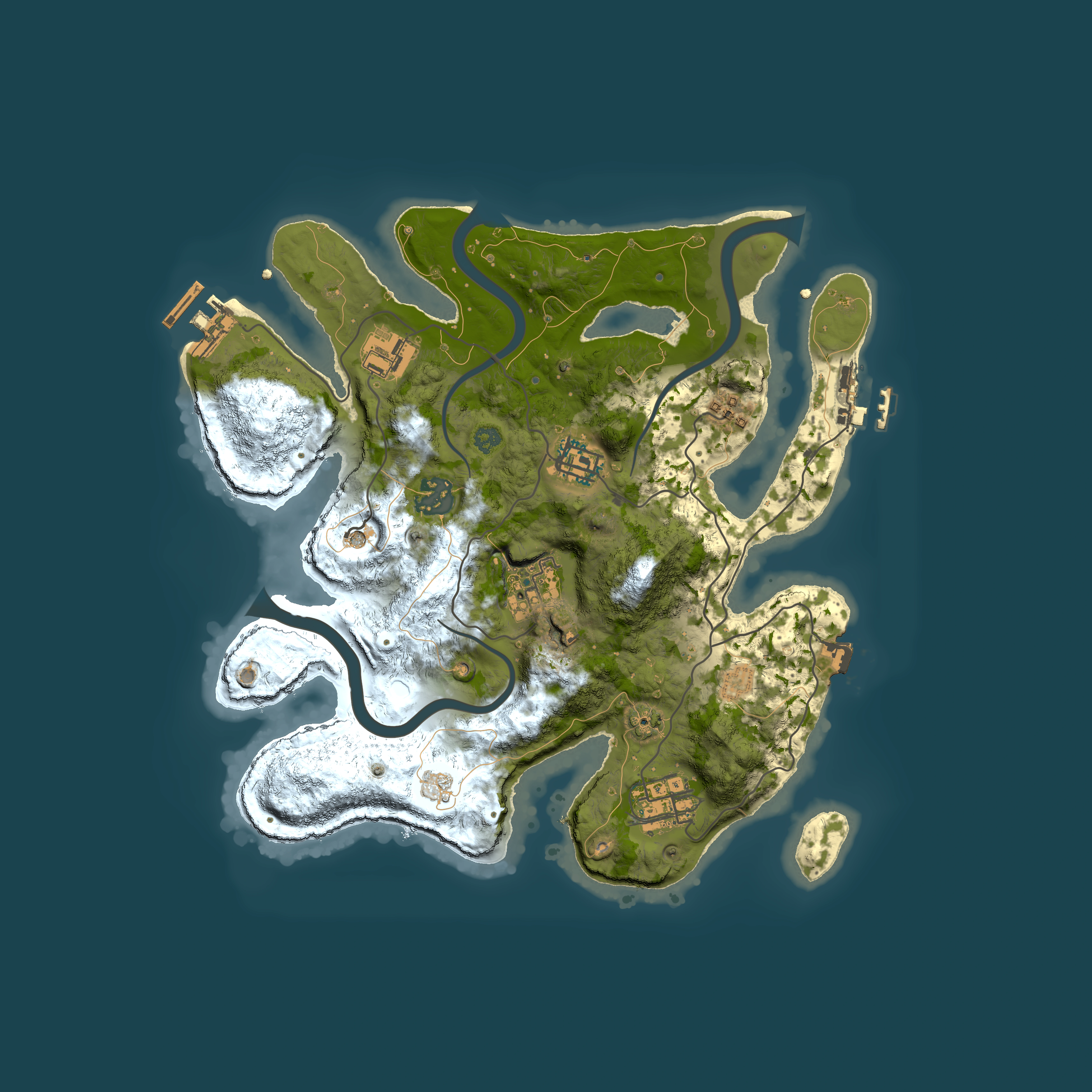 Full top-down render of Rust map seed 963842721, 3000x3000m