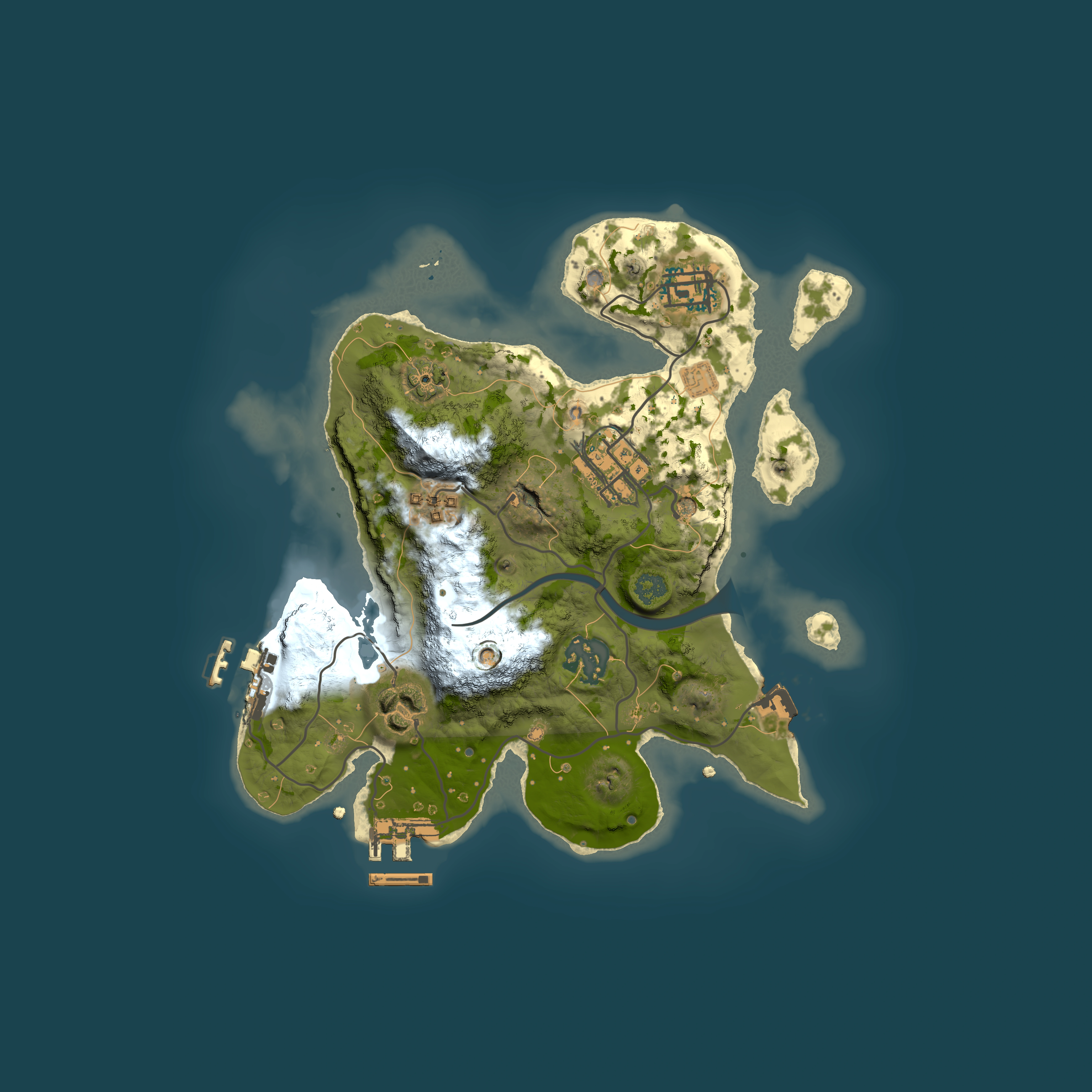 Full top-down render of Rust map seed 1634886480, 2500x2500m