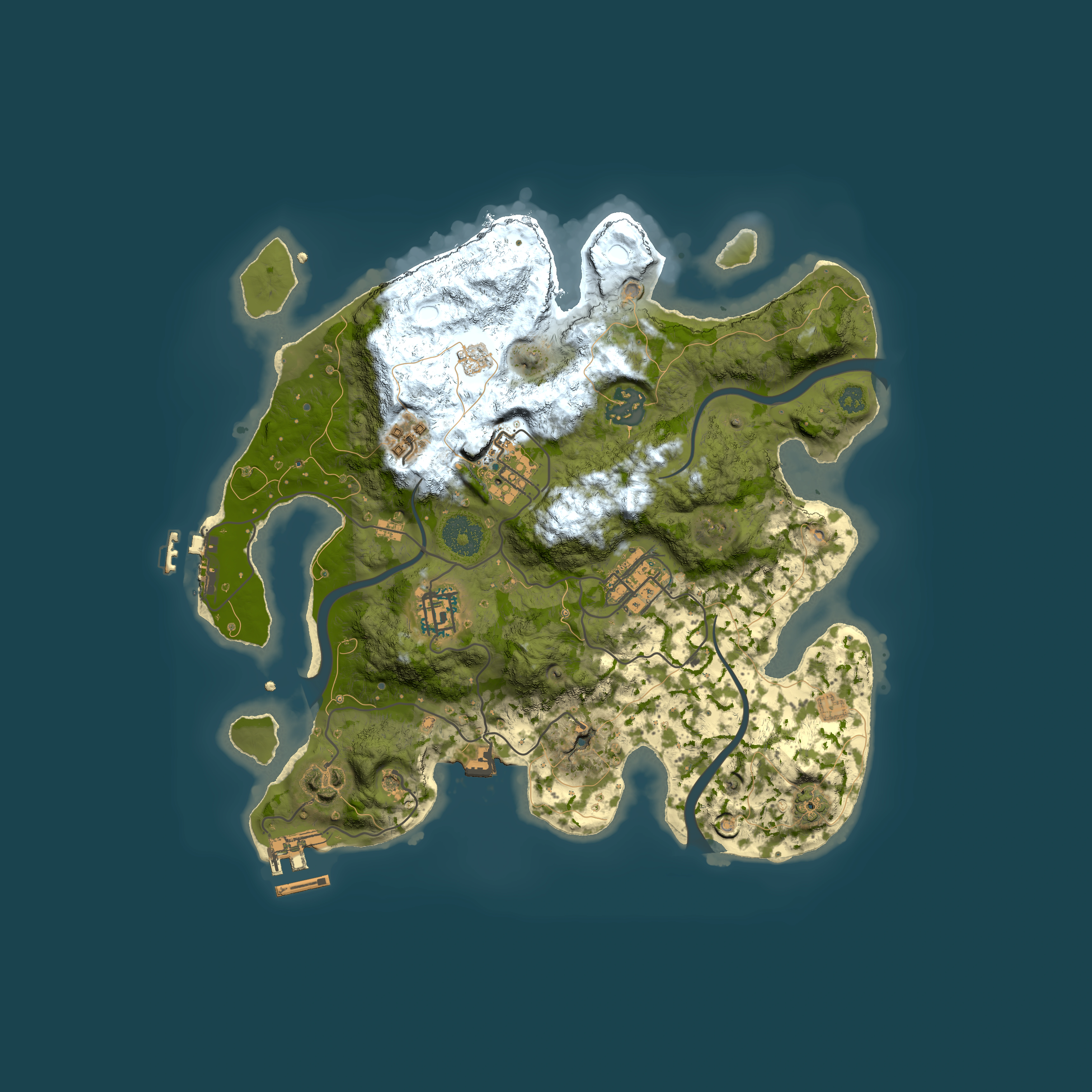 Full top-down render of Rust map seed 319354038, 3000x3000m