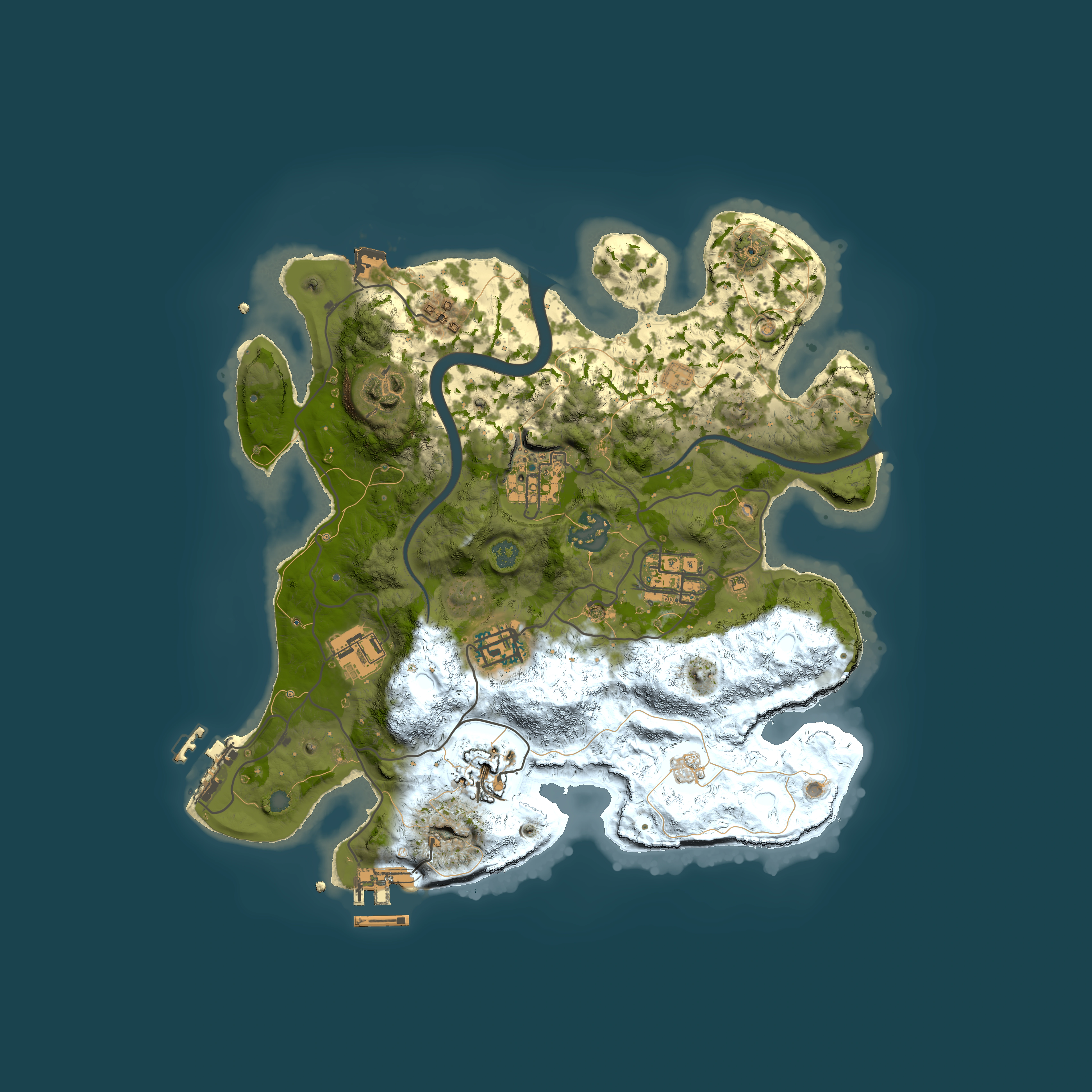 Full top-down render of Rust map seed 193664068, 3000x3000m