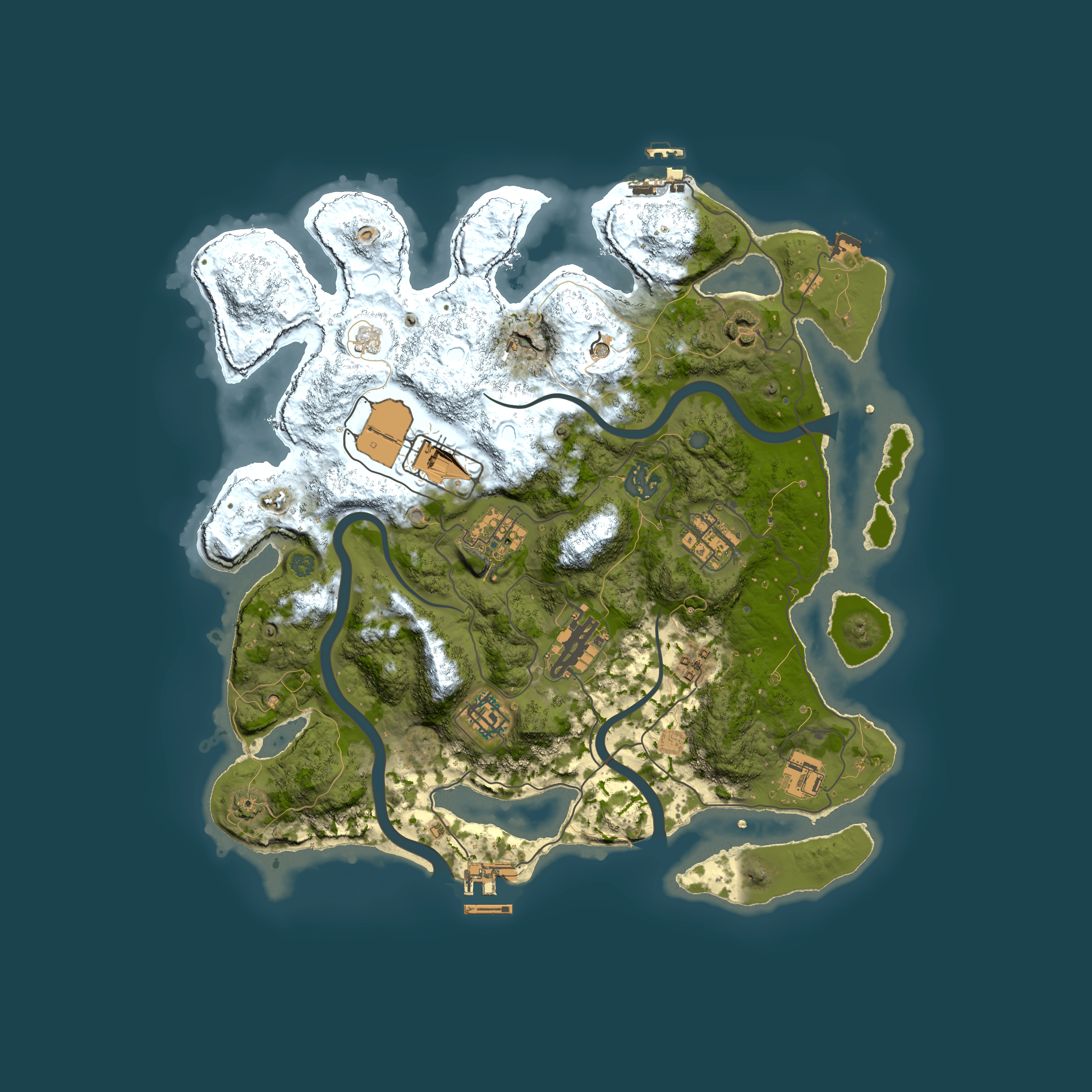 Full top-down render of Rust map seed 1162056458, 3500x3500m