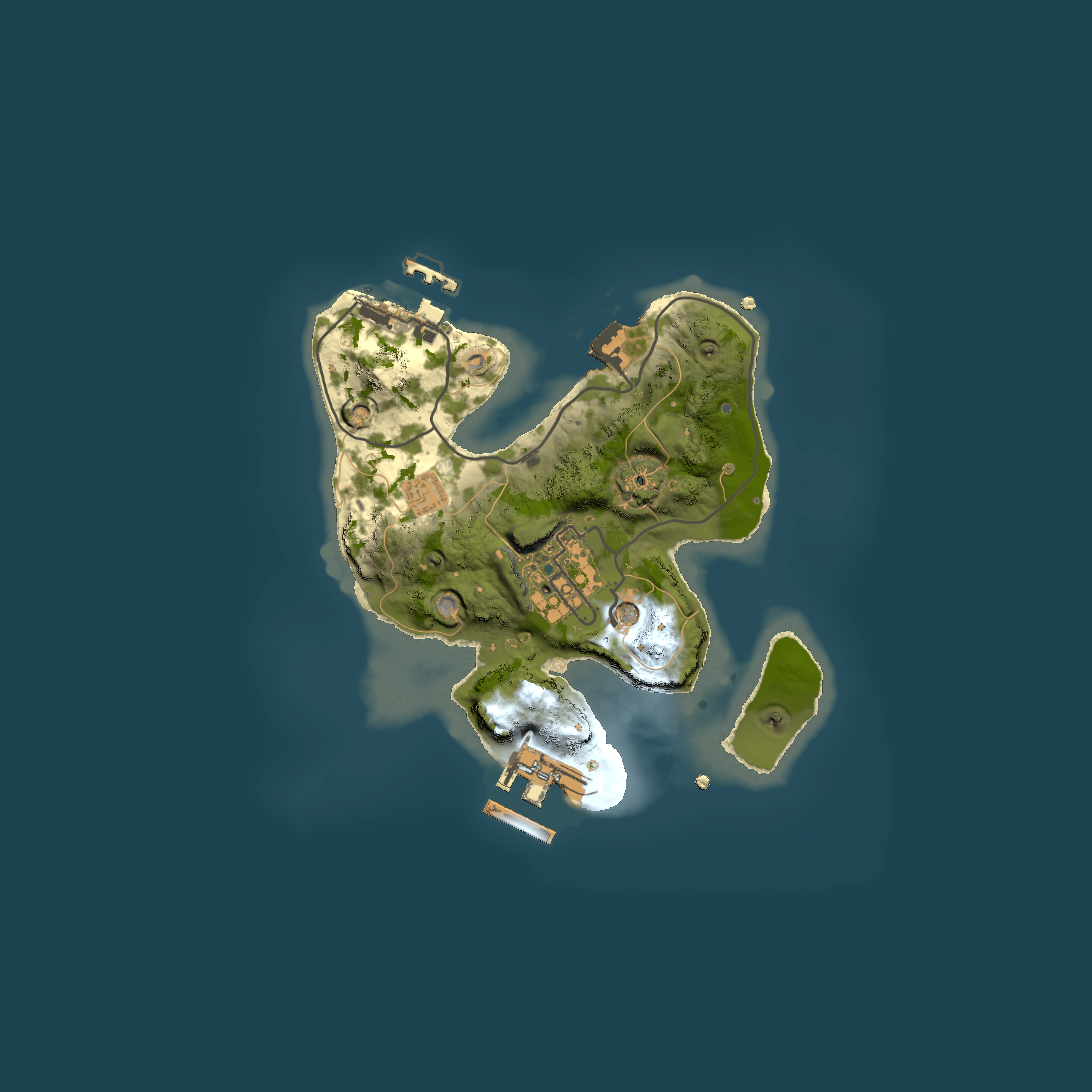 Full top-down render of Rust map seed 1383431595, 2000x2000m