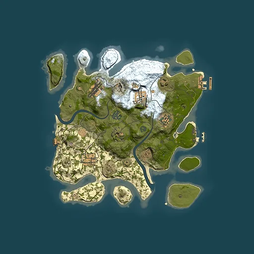 Rust map seed 1223105757, 3000x3000m top-down preview