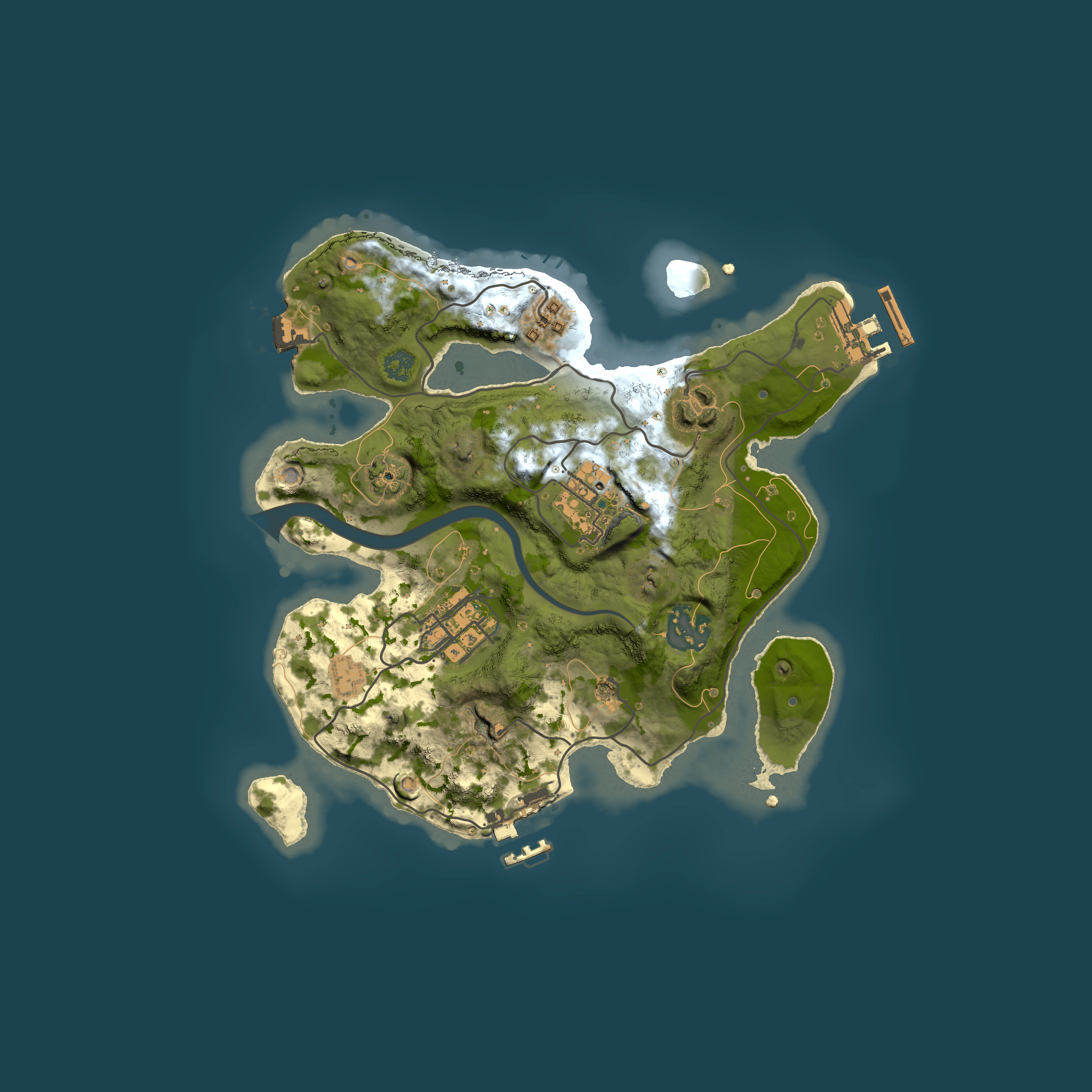 Full top-down render of Rust map seed 1249600211, 2500x2500m