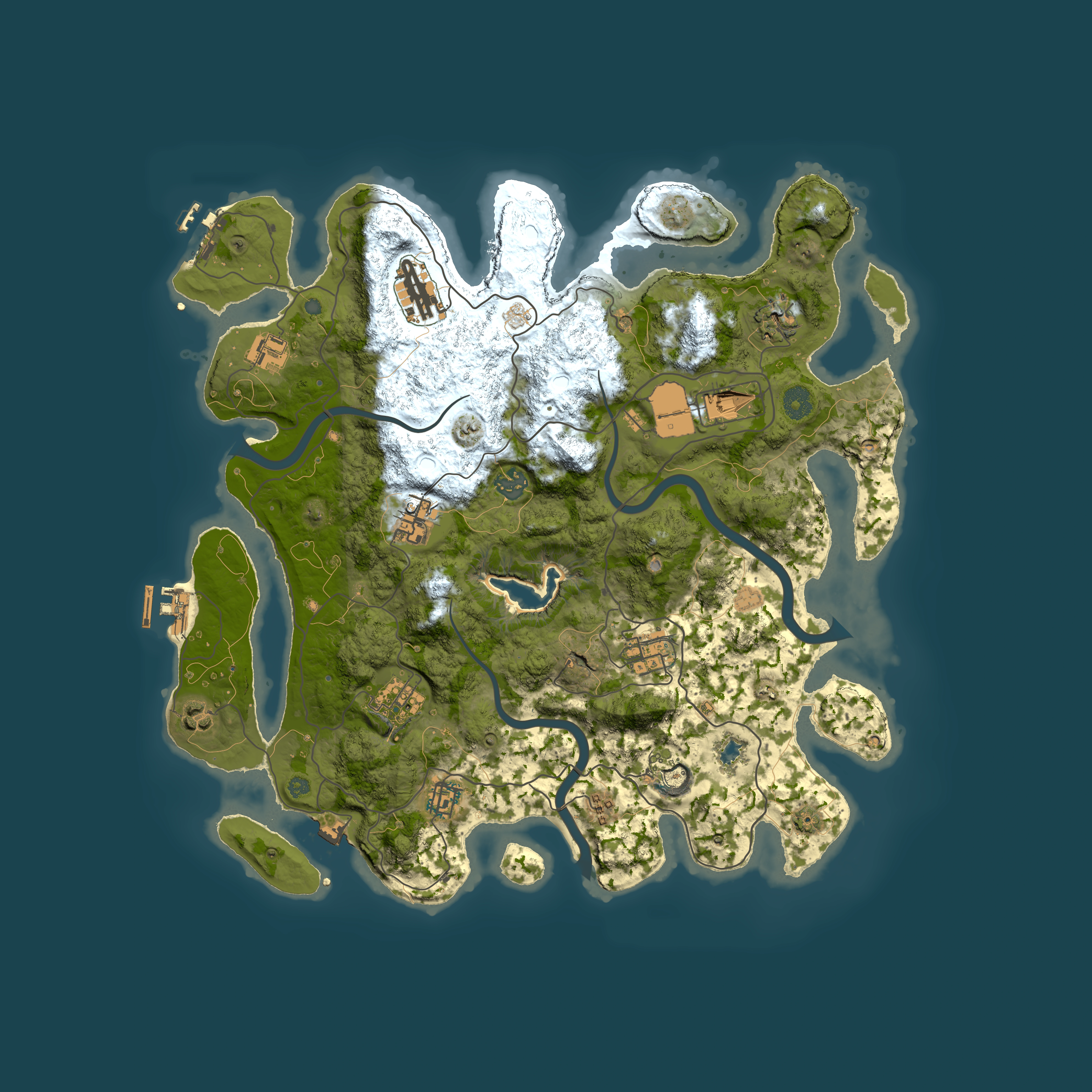 Full top-down render of Rust map seed 1277923438, 4000x4000m