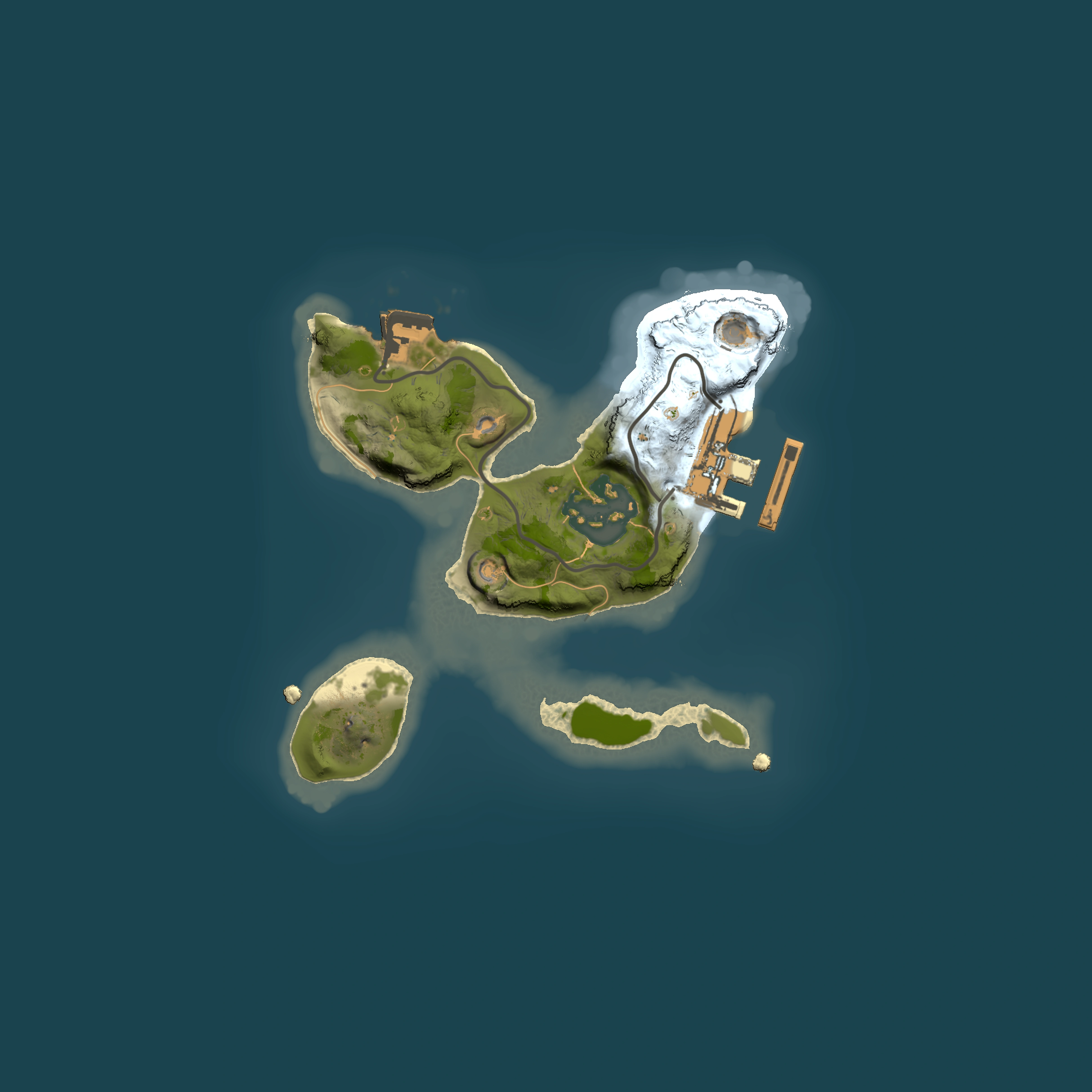 Full top-down render of Rust map seed 1233708505, 1500x1500m