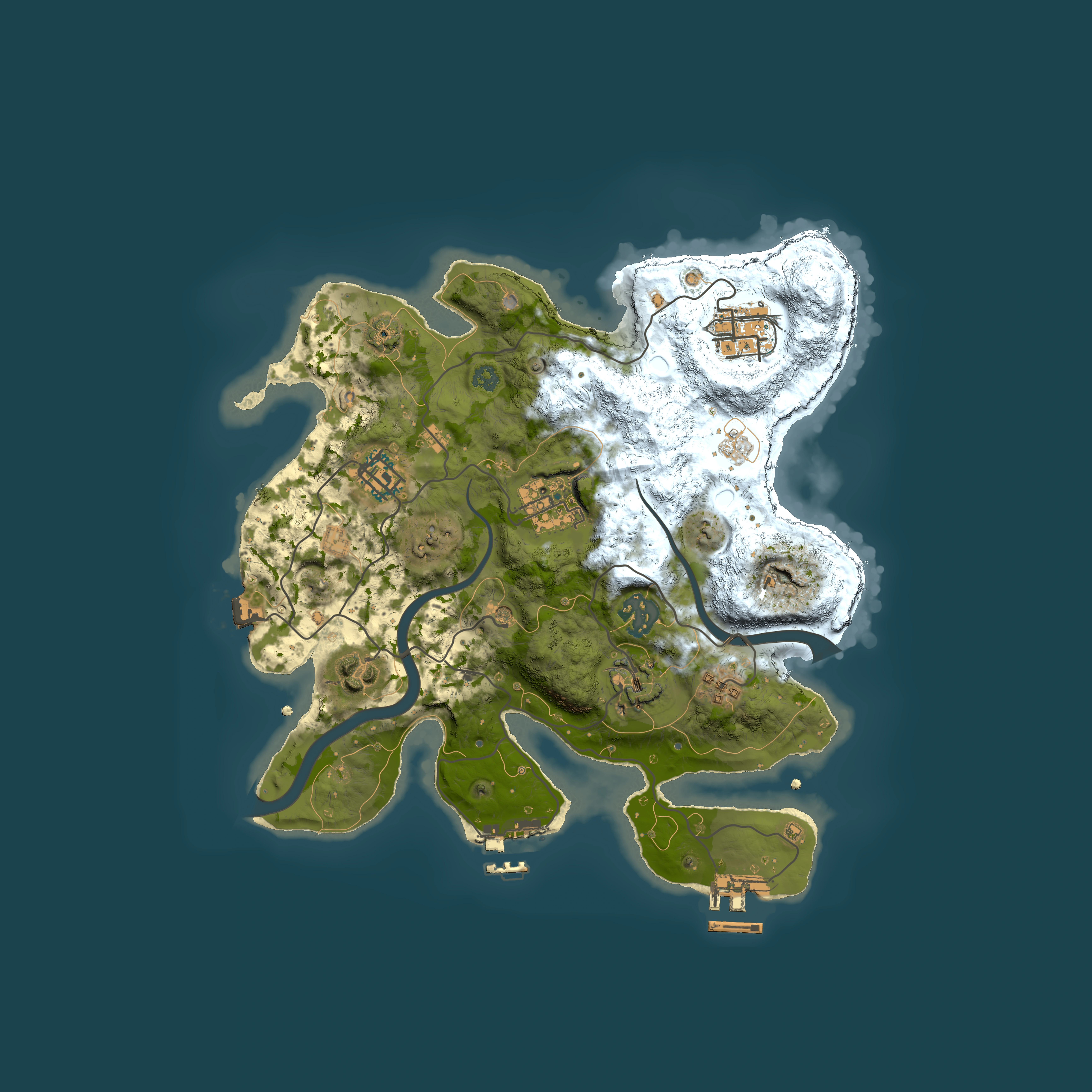Full top-down render of Rust map seed 1911649173, 3000x3000m