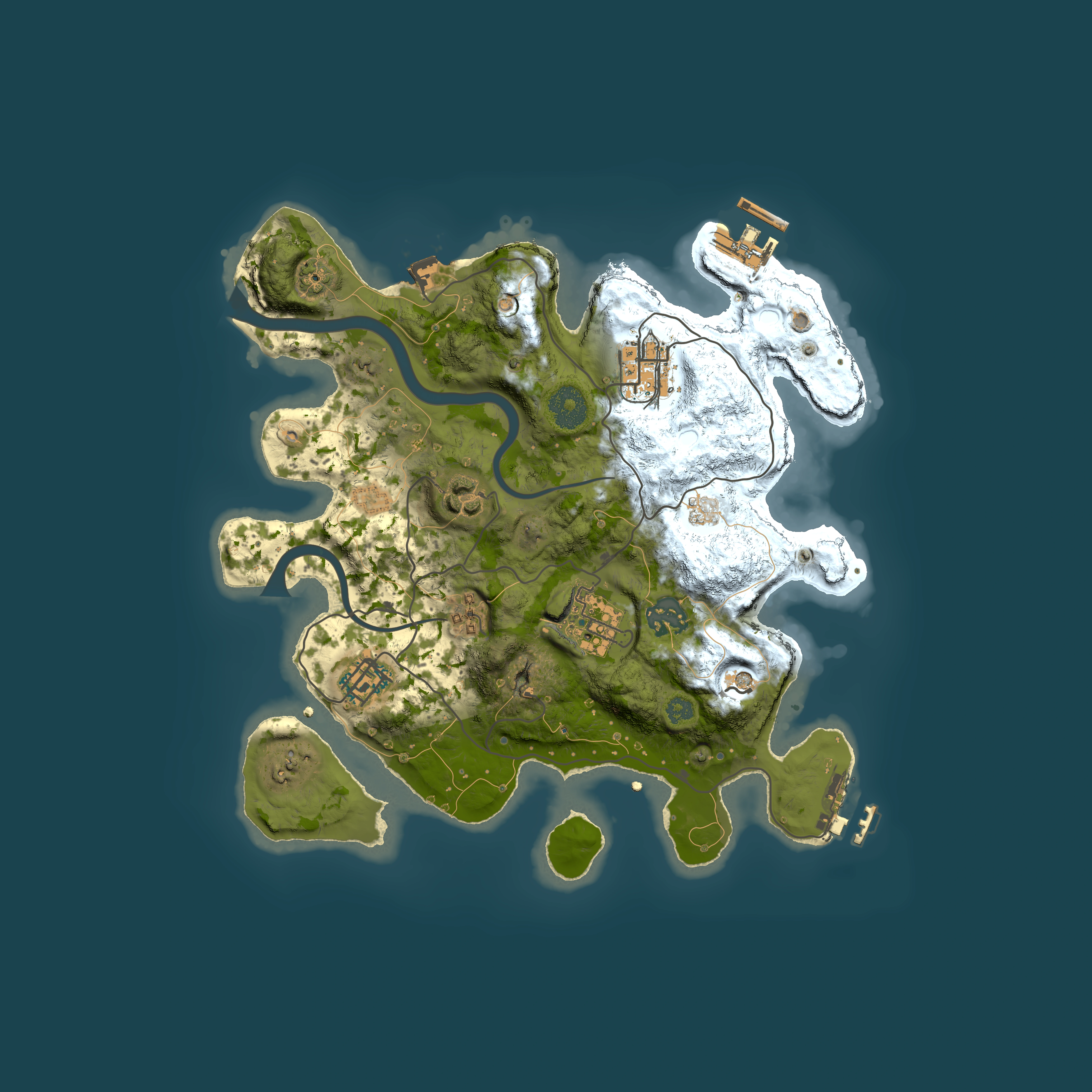 Full top-down render of Rust map seed 1518789436, 3000x3000m