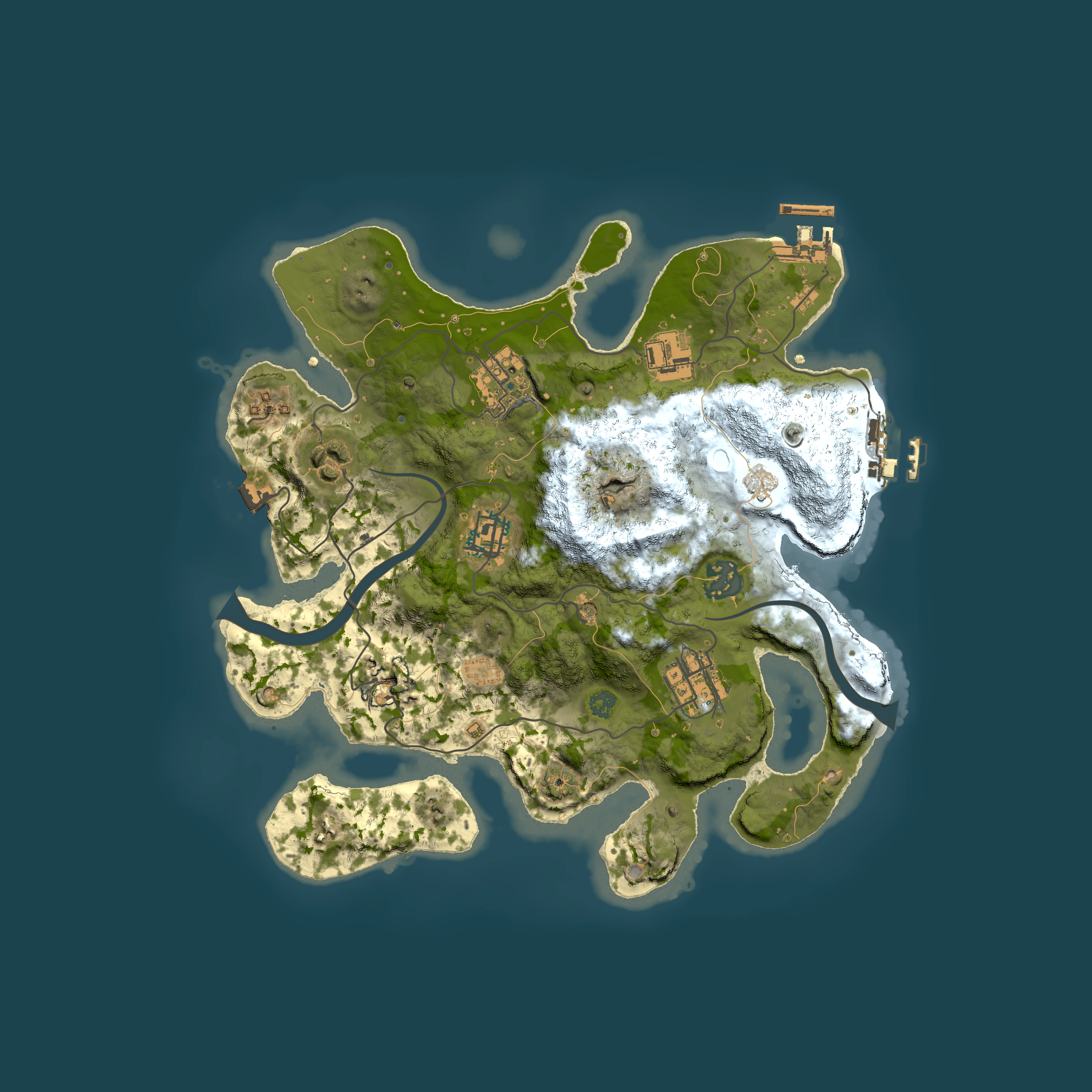 Full top-down render of Rust map seed 477361136, 3000x3000m