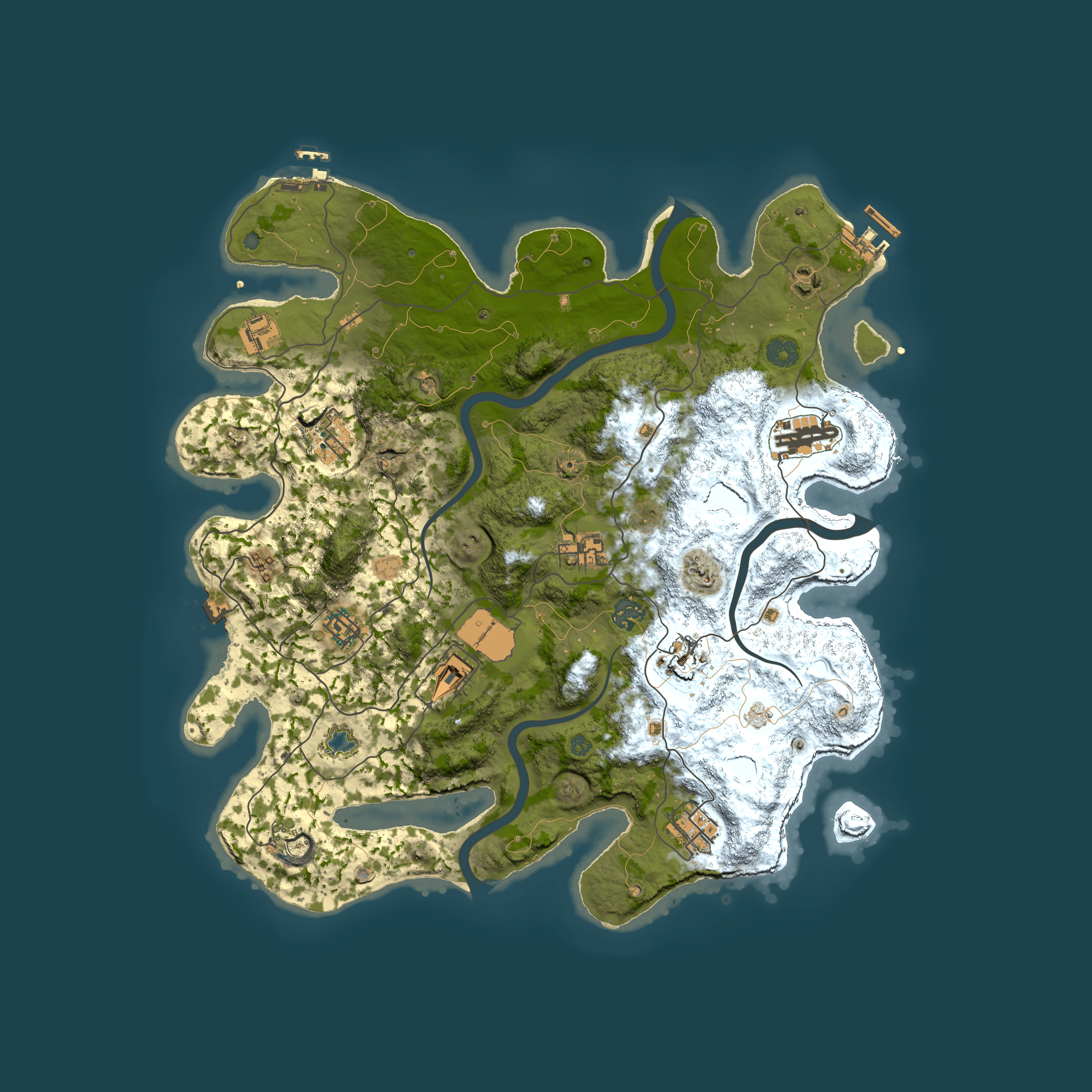 Full top-down render of Rust map seed 1151901207, 4000x4000m