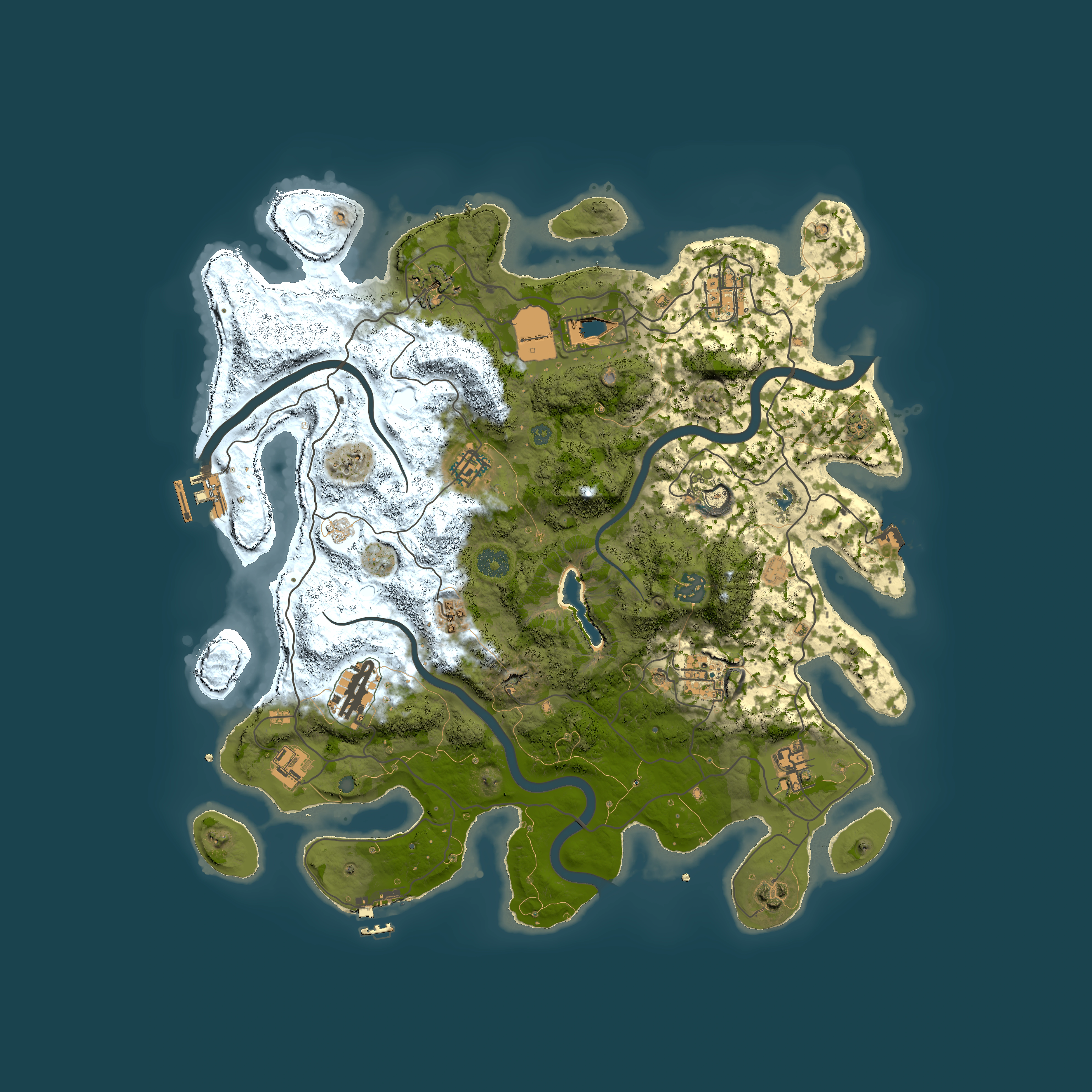 Full top-down render of Rust map seed 16144941, 4000x4000m
