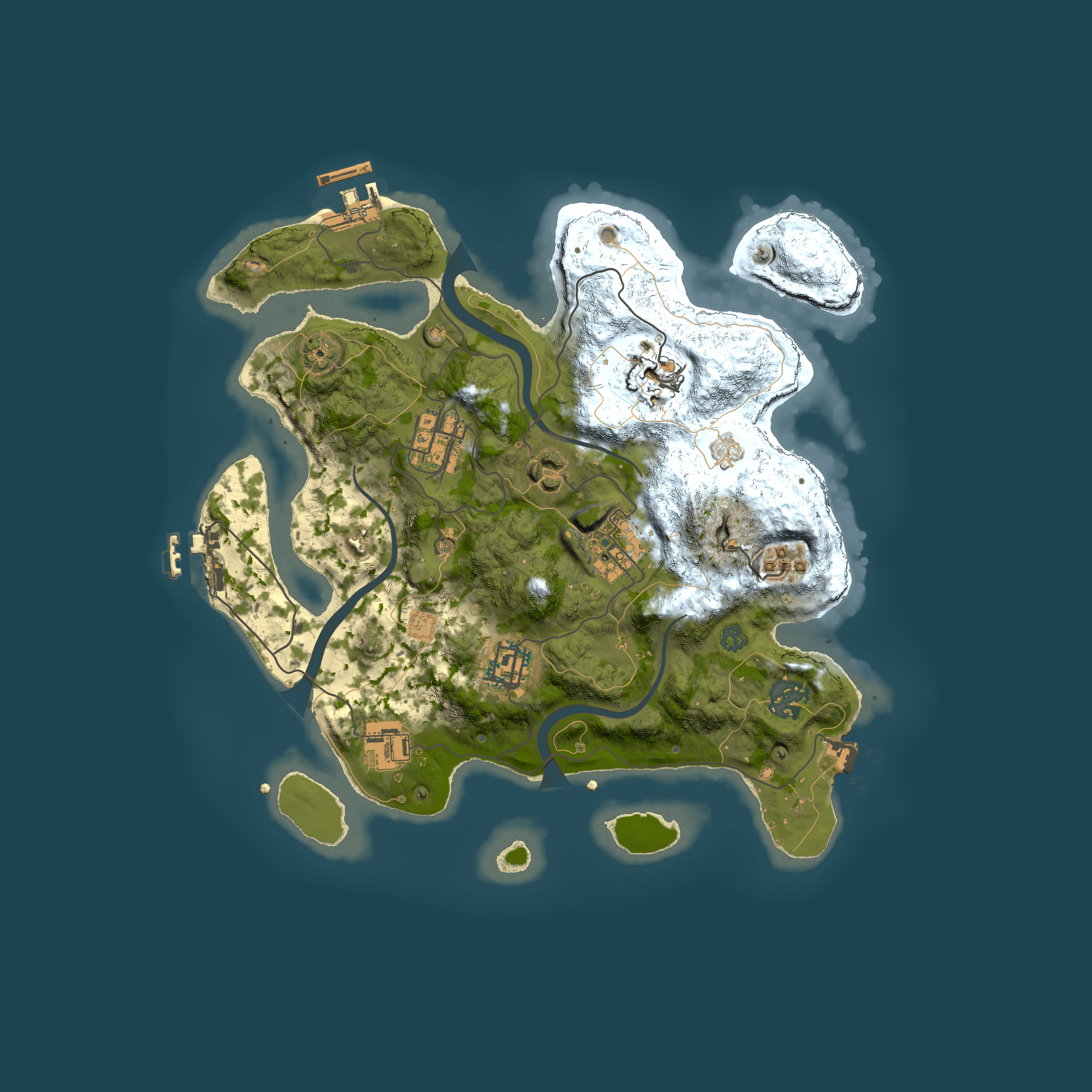 Full top-down render of Rust map seed 817692891, 3000x3000m