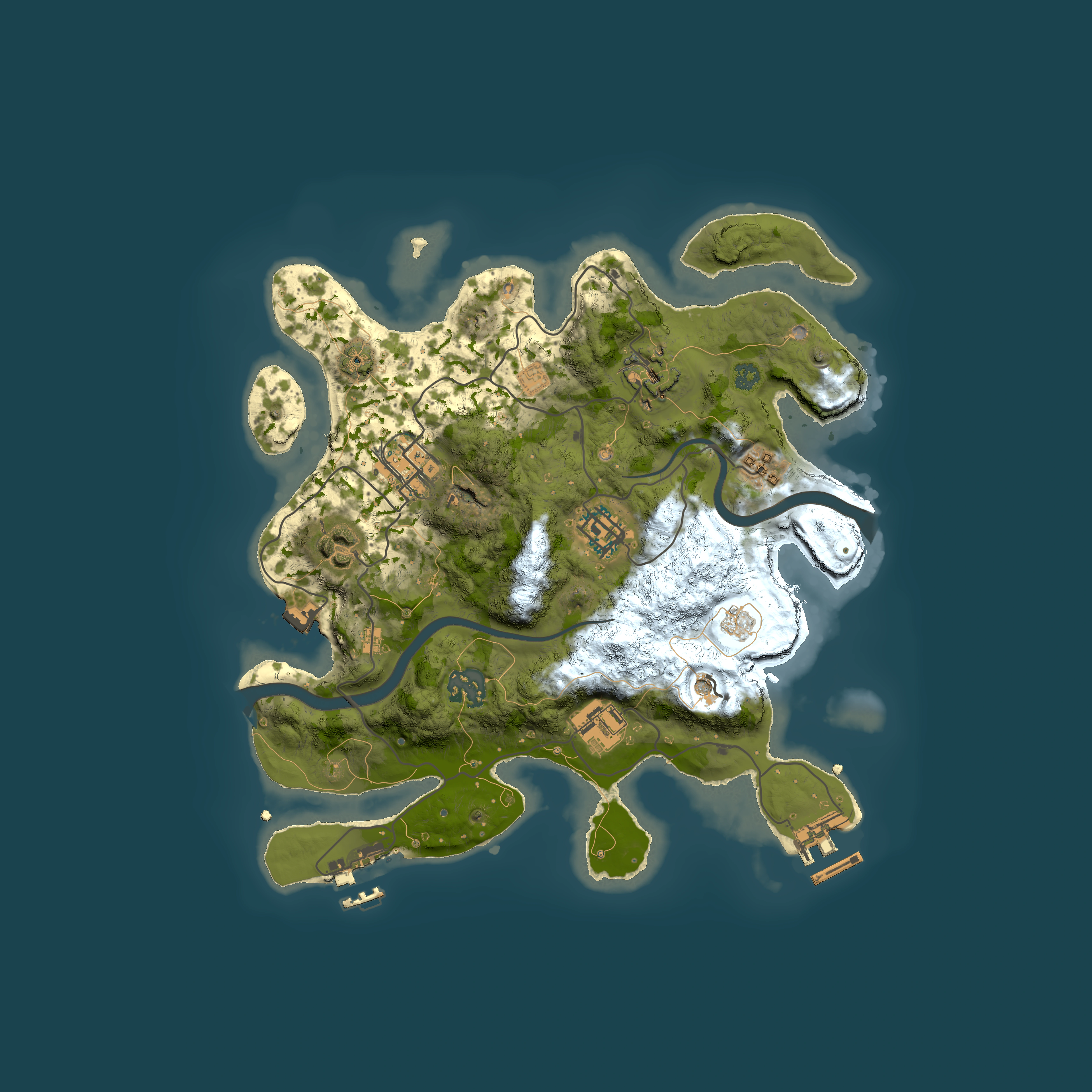 Full top-down render of Rust map seed 1904321429, 3000x3000m