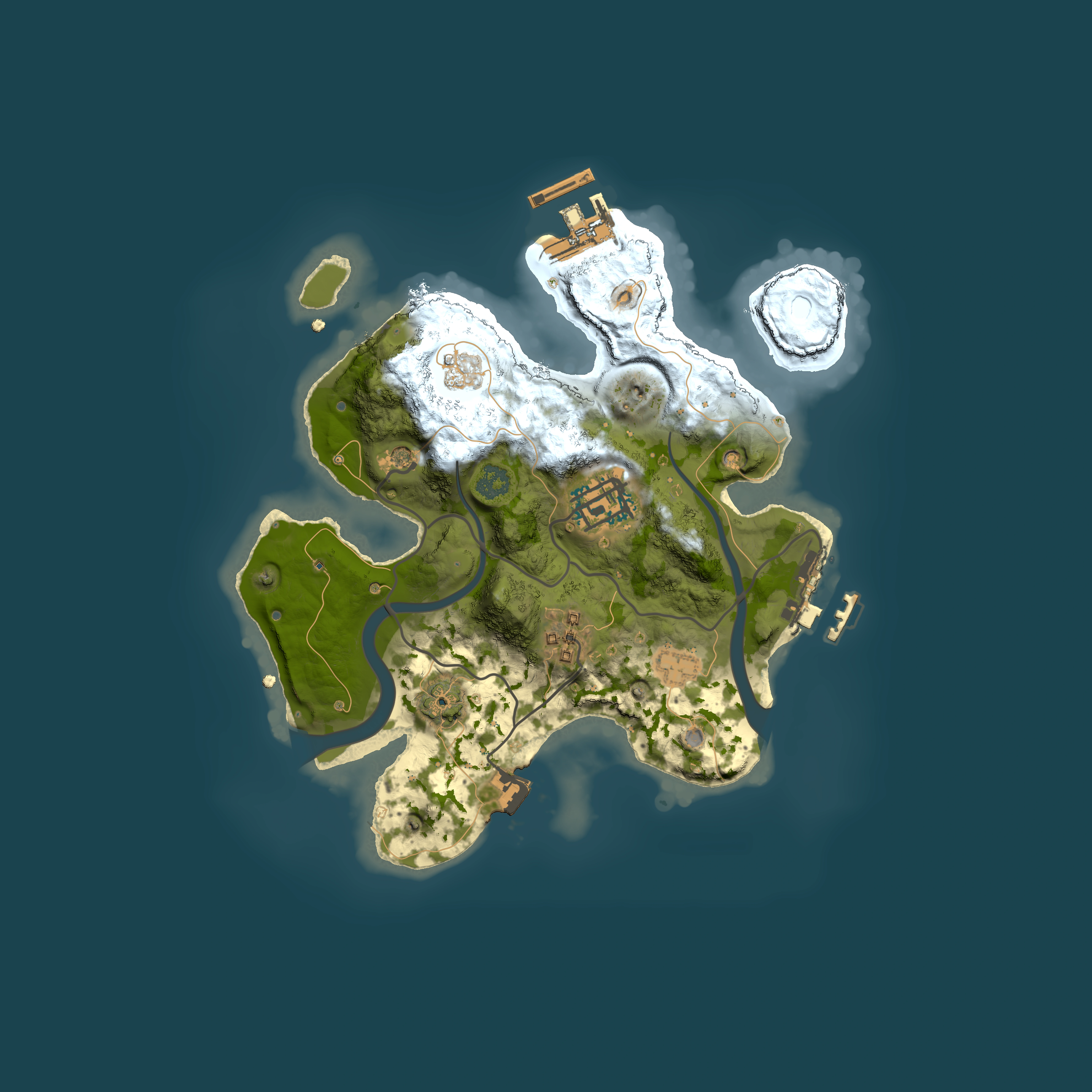 Full top-down render of Rust map seed 497686067, 2300x2300m