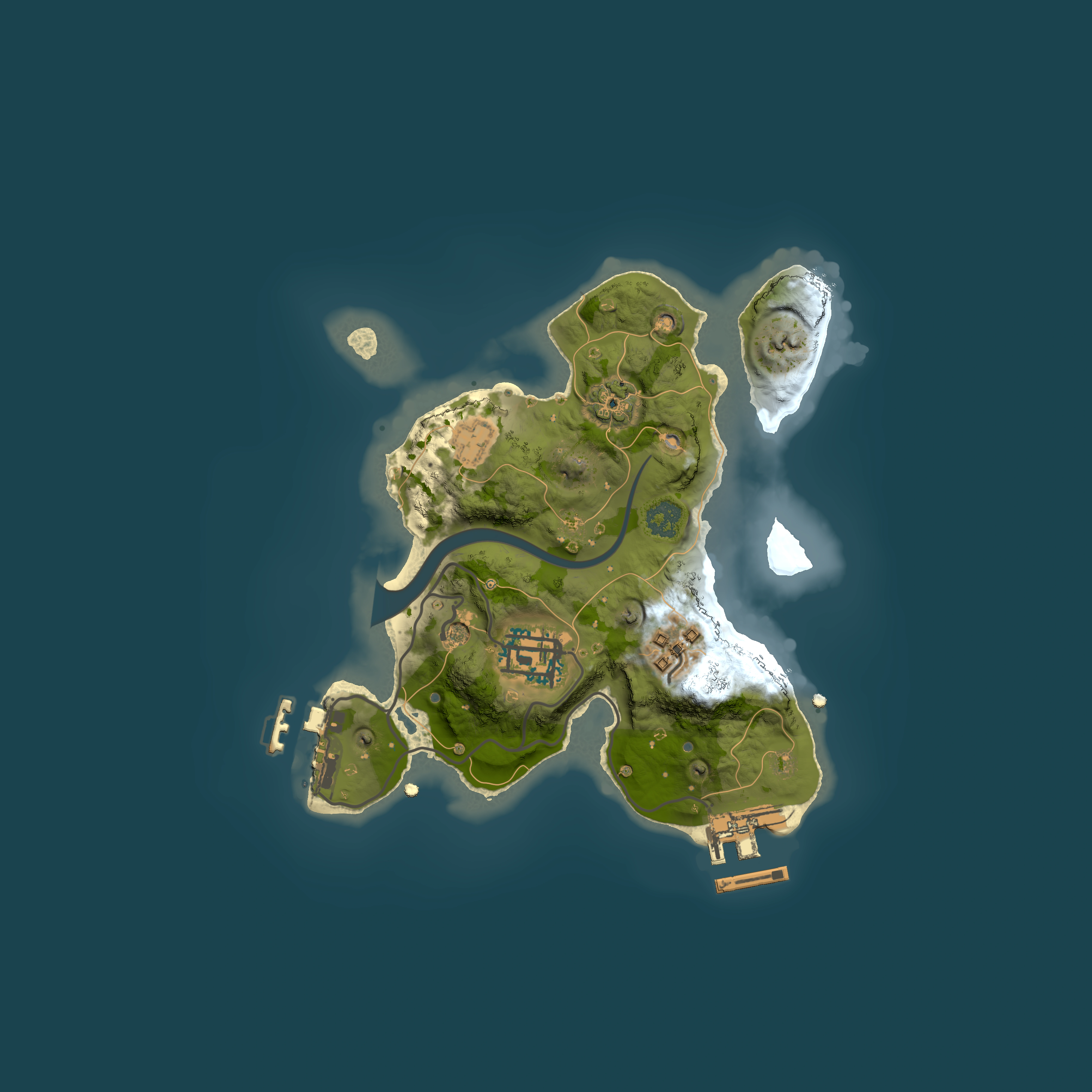 Full top-down render of Rust map seed 739893956, 2100x2100m