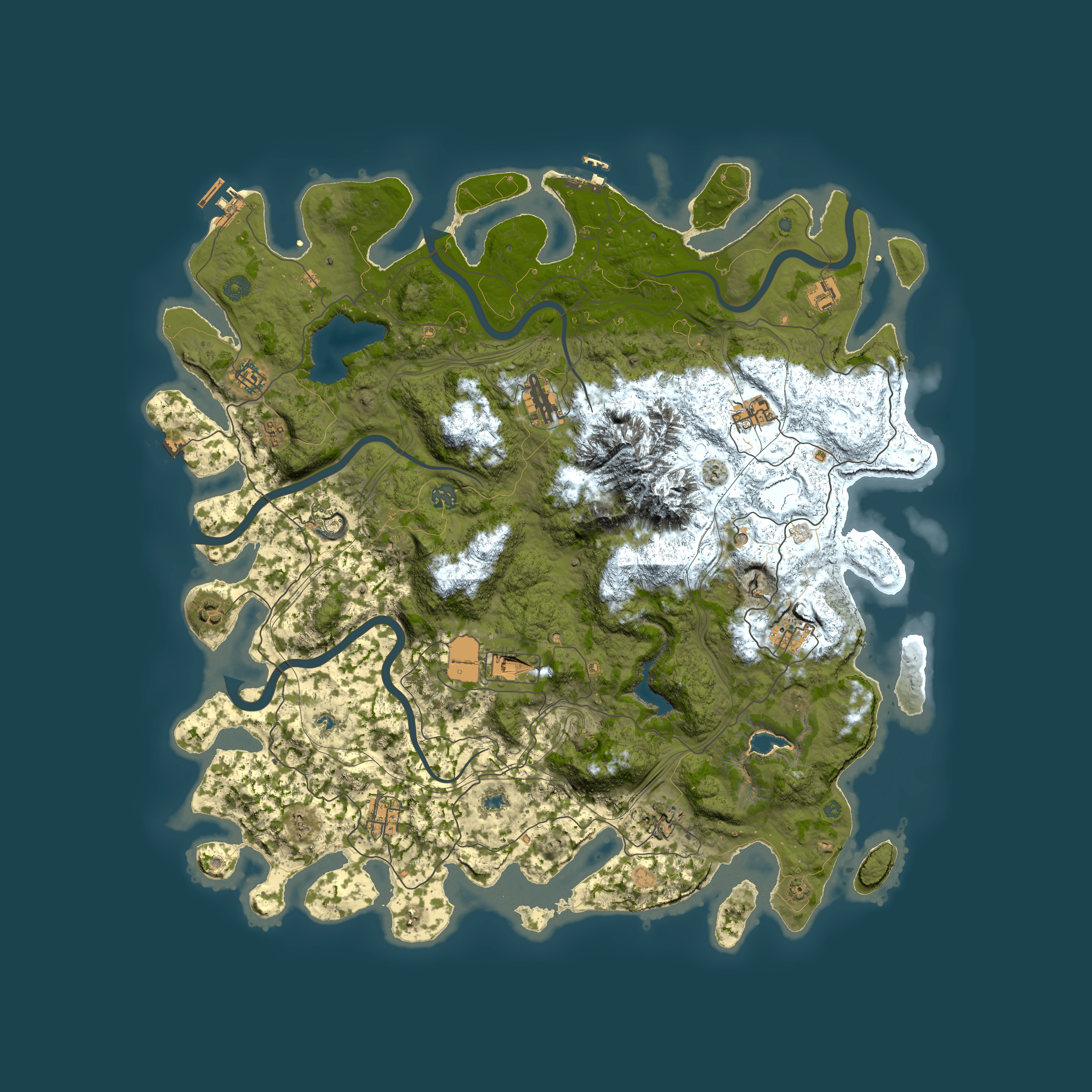 Full top-down render of Rust map seed 1498511131, 5000x5000m