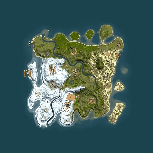 Rust map seed 1205745650, 3500x3500m top-down preview