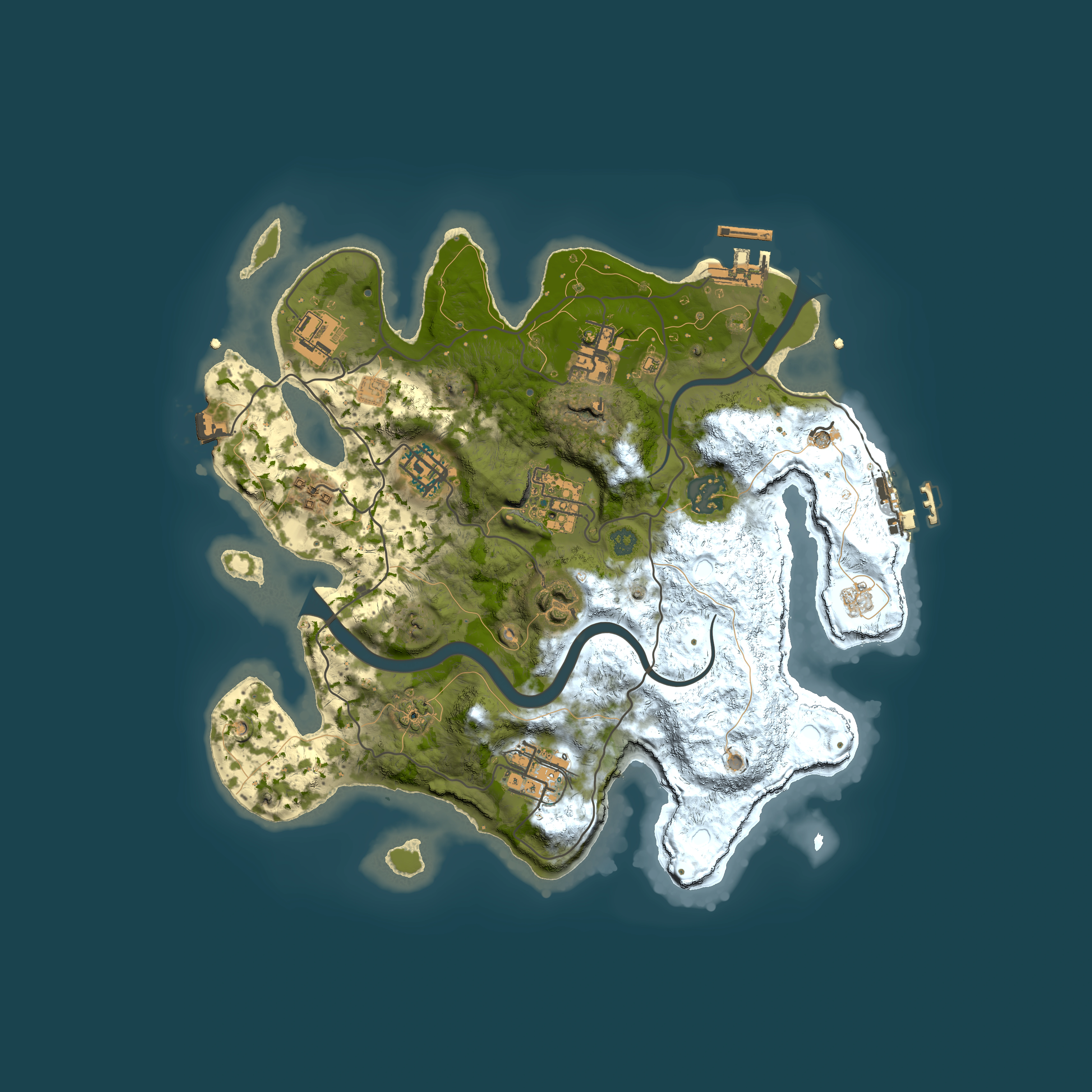 Full top-down render of Rust map seed 489660301, 3000x3000m