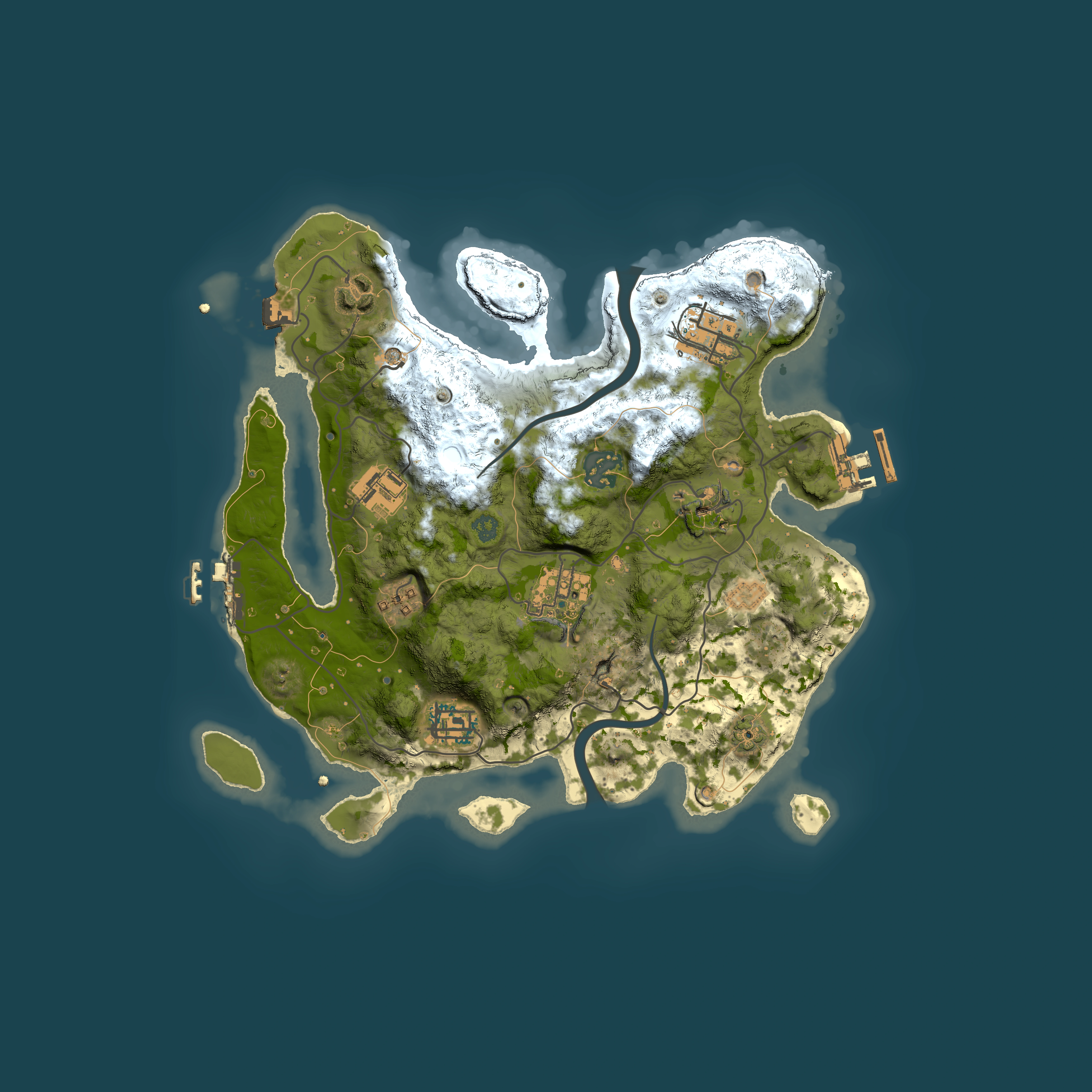 Full top-down render of Rust map seed 2127547488, 3000x3000m