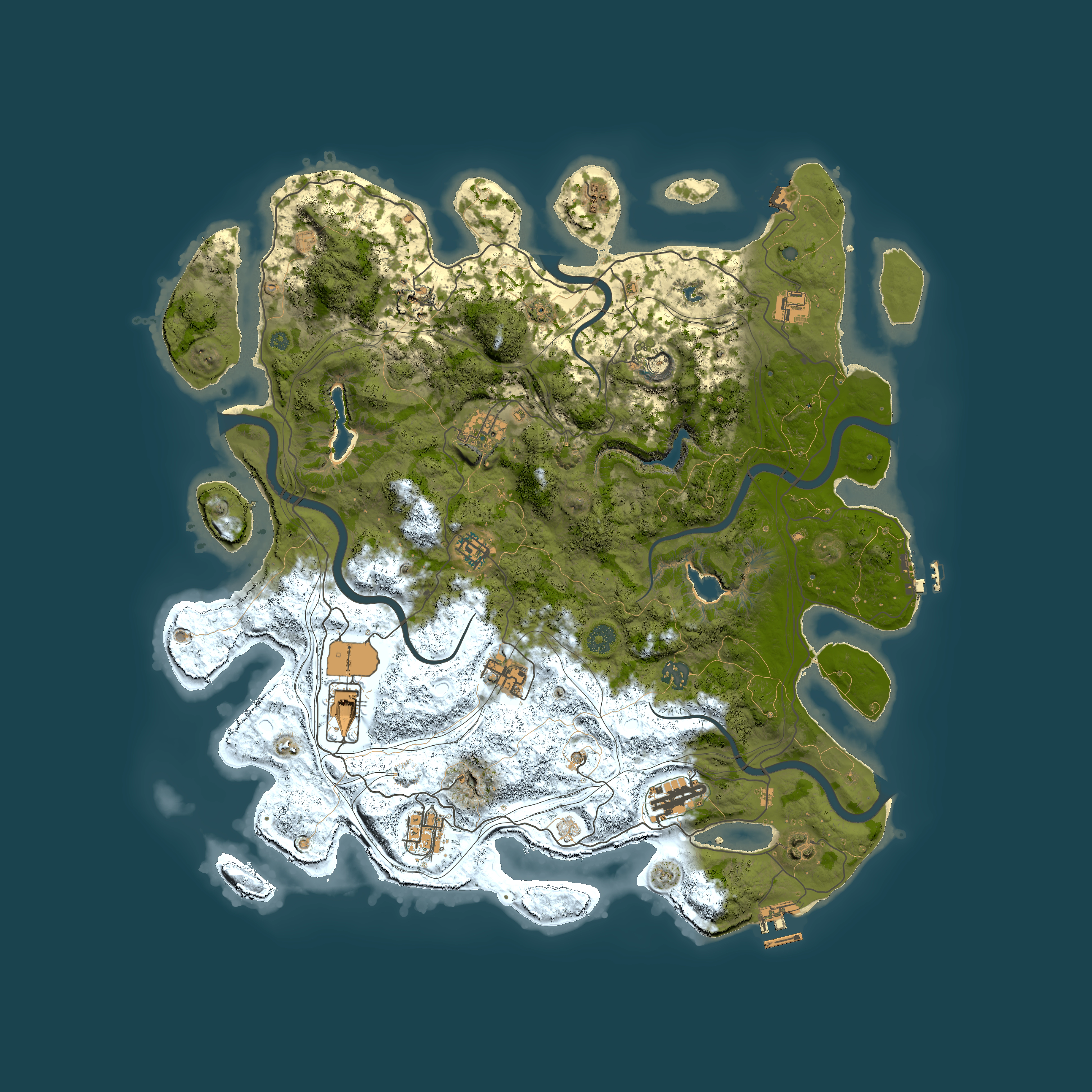 Full top-down render of Rust map seed 747345555, 4500x4500m