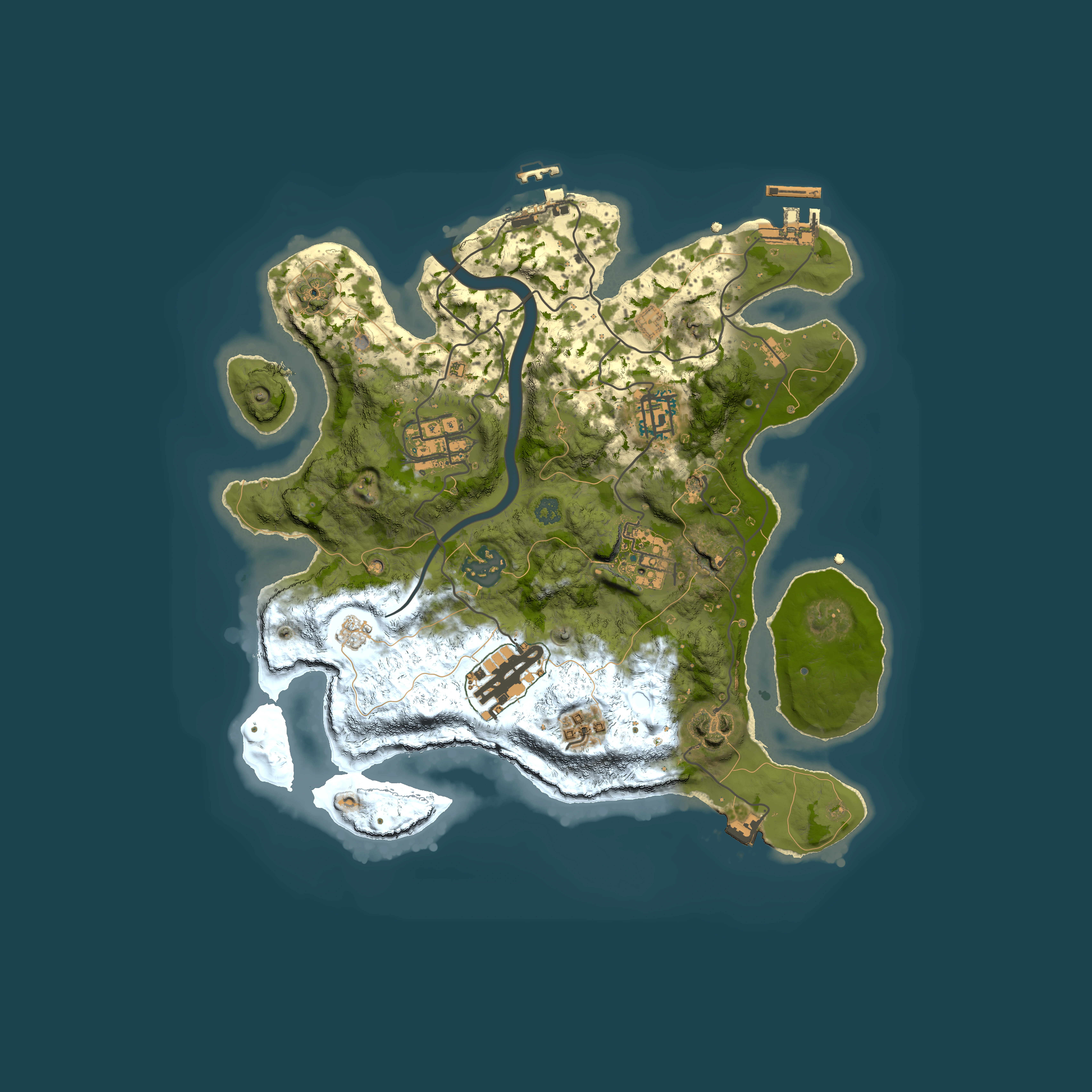 Full top-down render of Rust map seed 393451441, 3000x3000m
