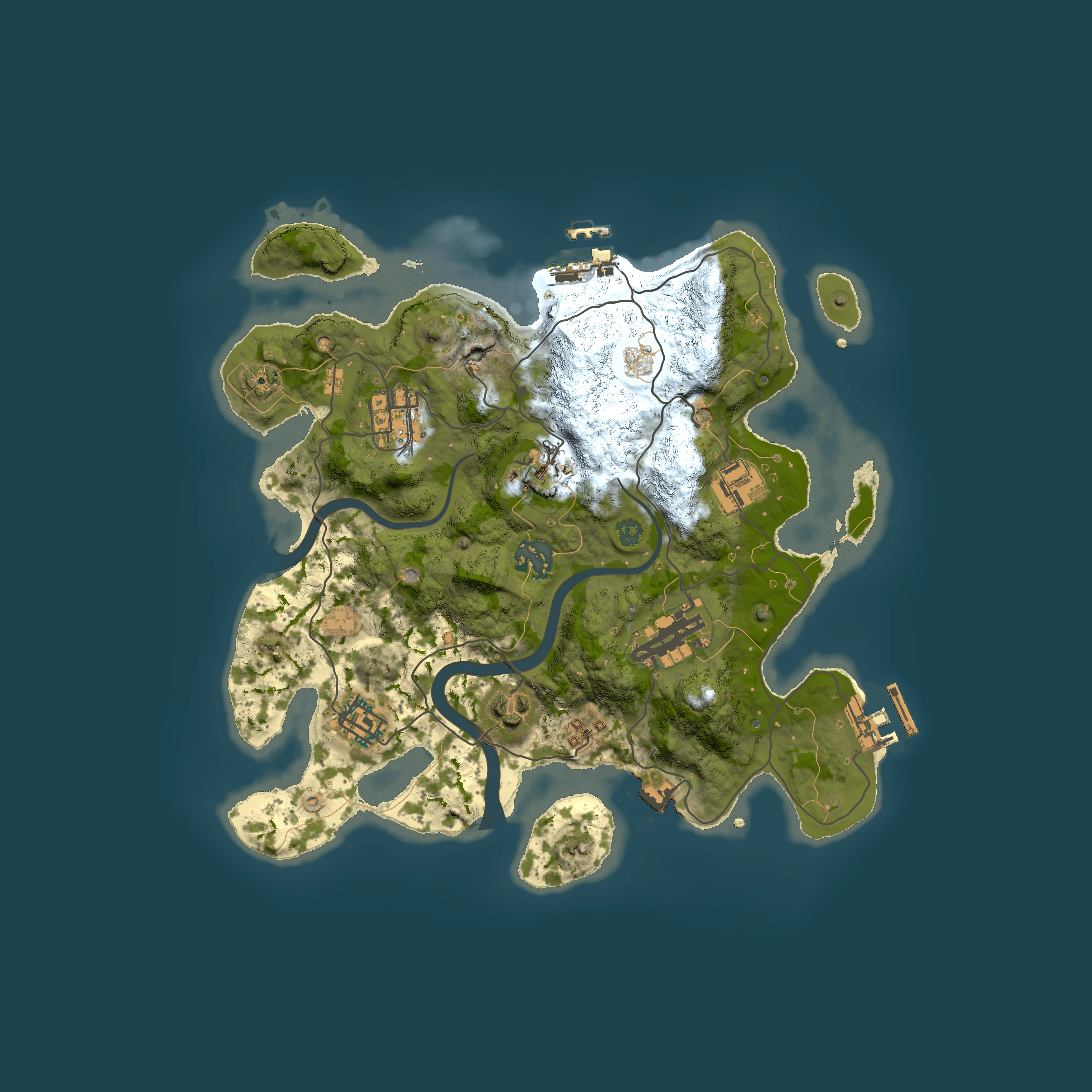 Full top-down render of Rust map seed 31061643, 3000x3000m