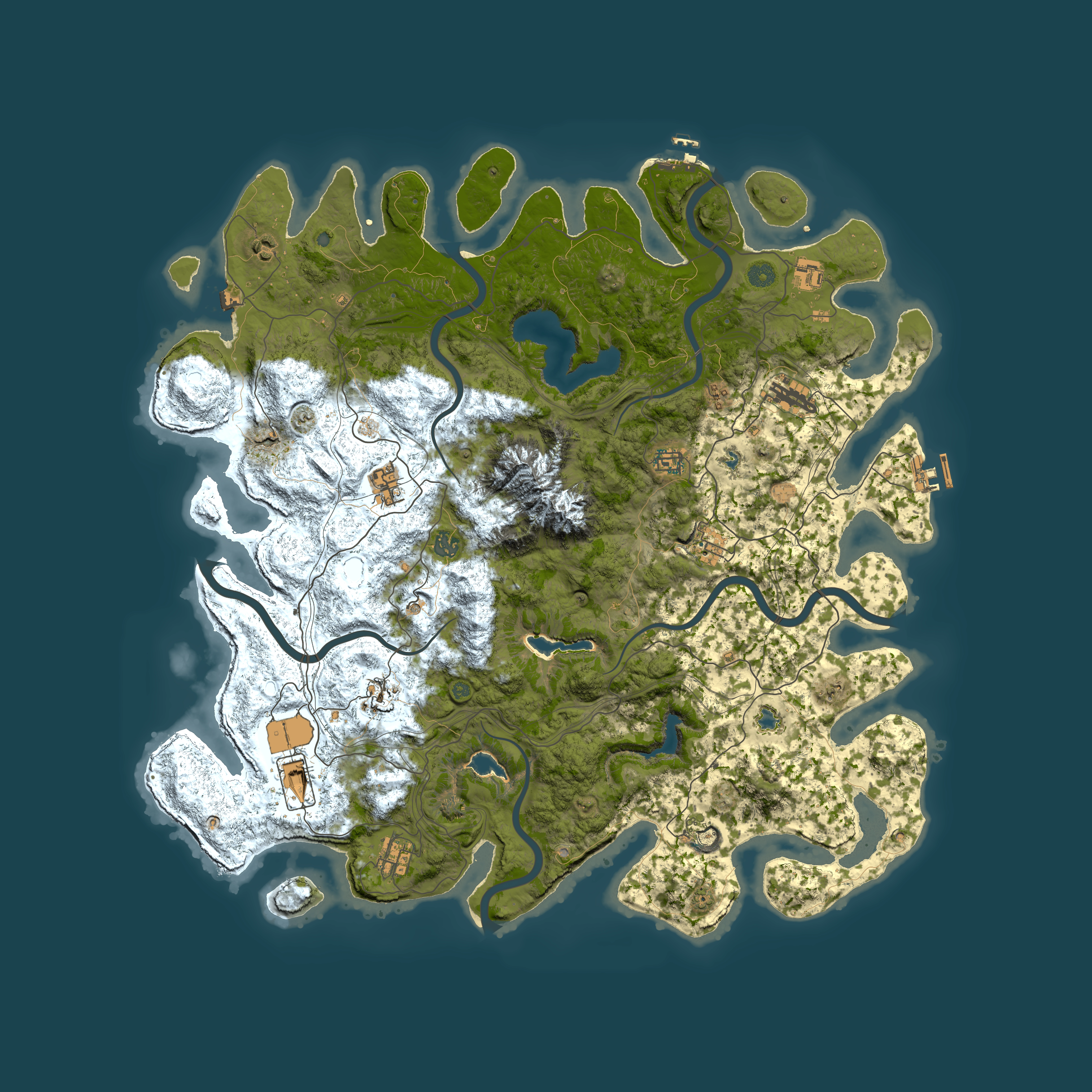 Full top-down render of Rust map seed 1210633649, 5000x5000m