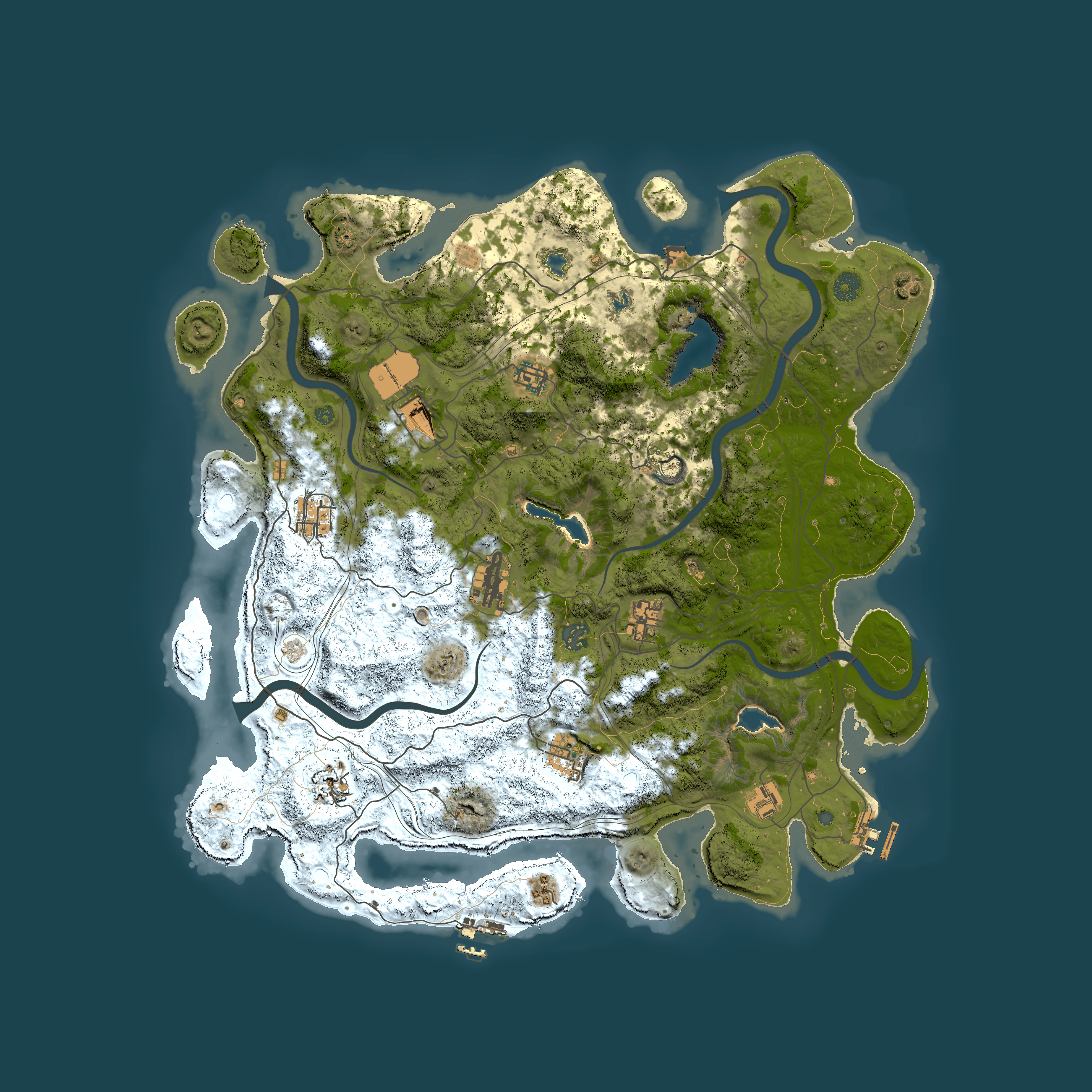 Full top-down render of Rust map seed 108143750, 4500x4500m