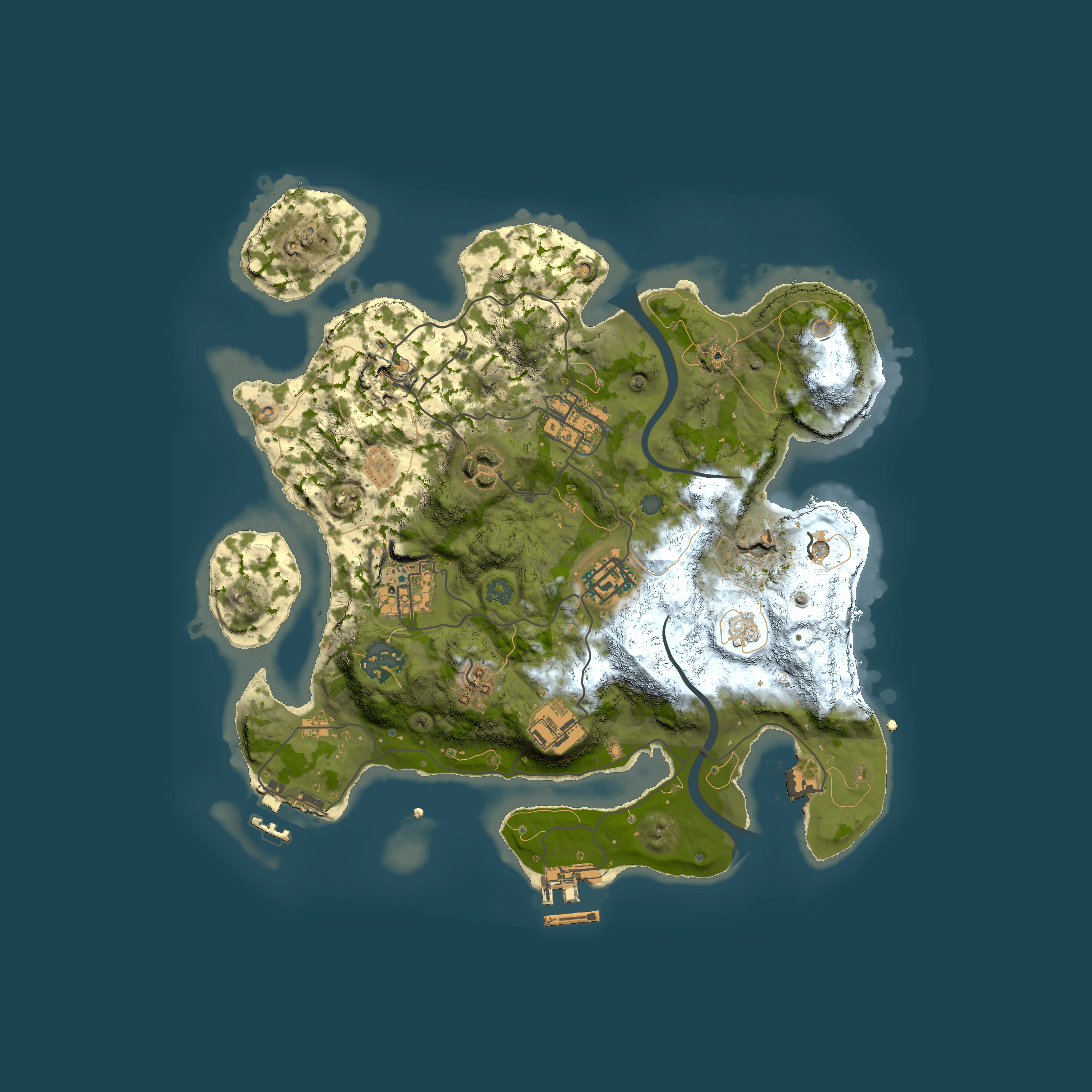 Full top-down render of Rust map seed 1255394185, 3000x3000m