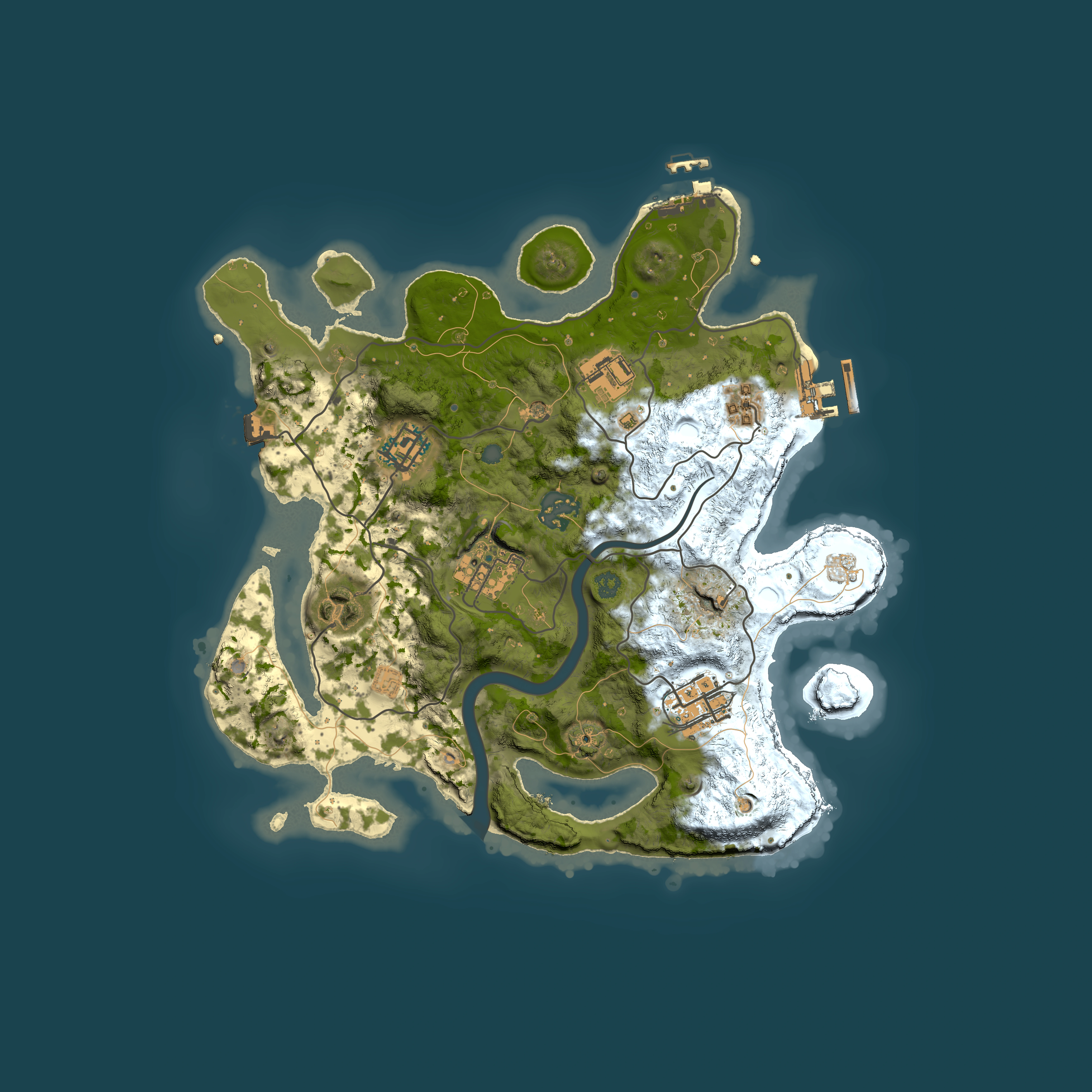 Full top-down render of Rust map seed 828013703, 3000x3000m
